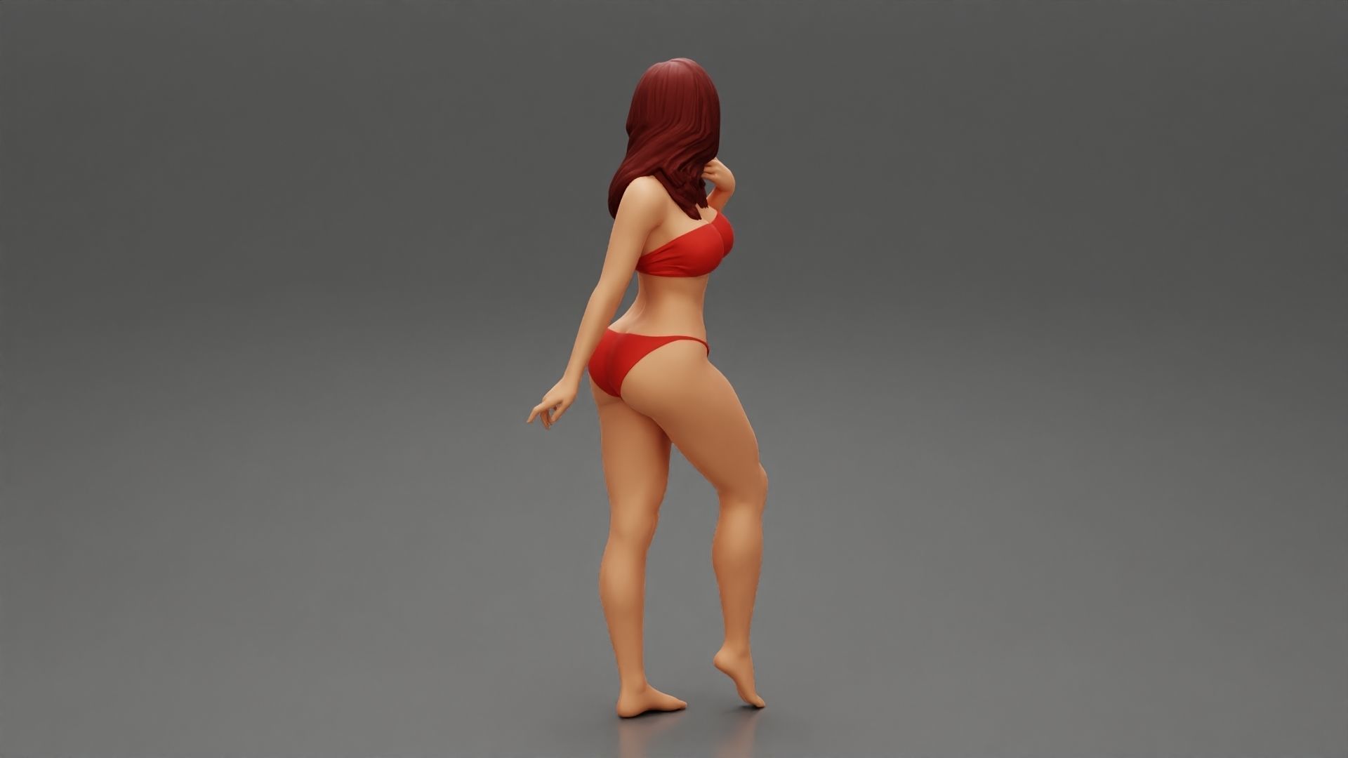 Beautiful Woman In Bikini Posing On Beach 3D print model_1
