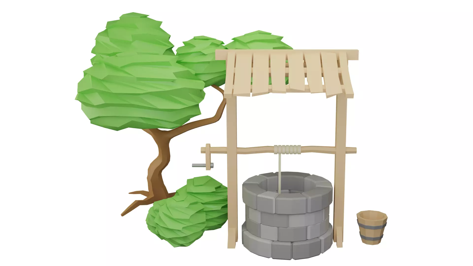 Low Poly Well Free low-poly 3D model