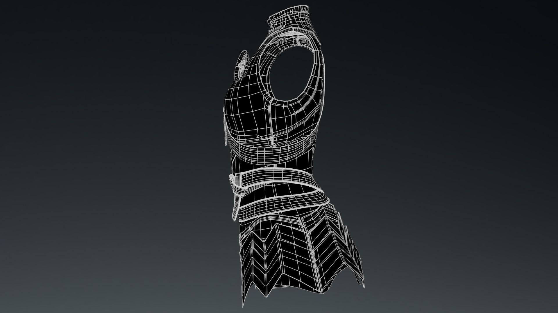  Female Knight Body Armor Set LowPoly Low-poly 3D model_7