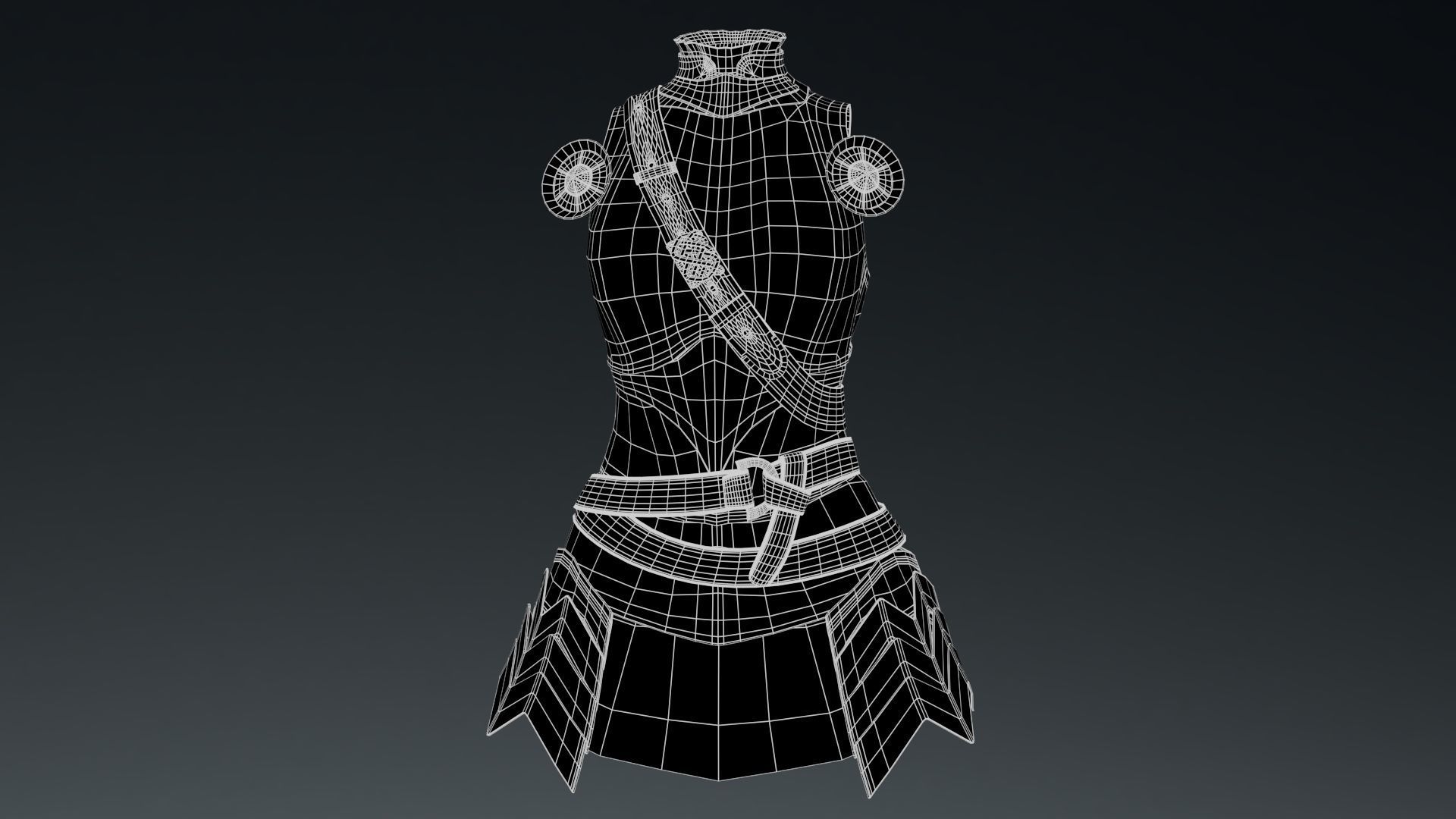  Female Knight Body Armor Set LowPoly Low-poly 3D model_6