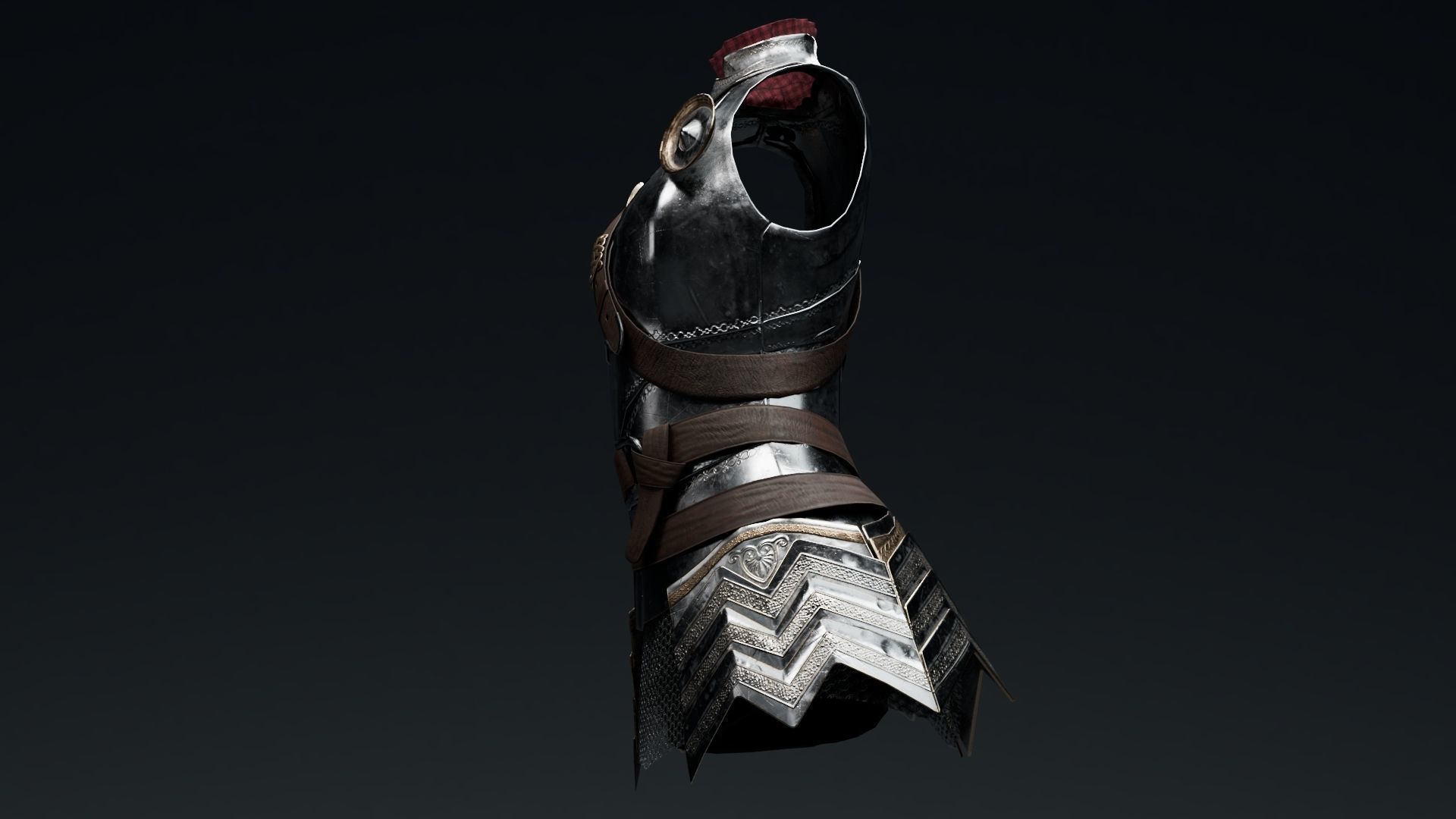  Female Knight Body Armor Set LowPoly Low-poly 3D model_3