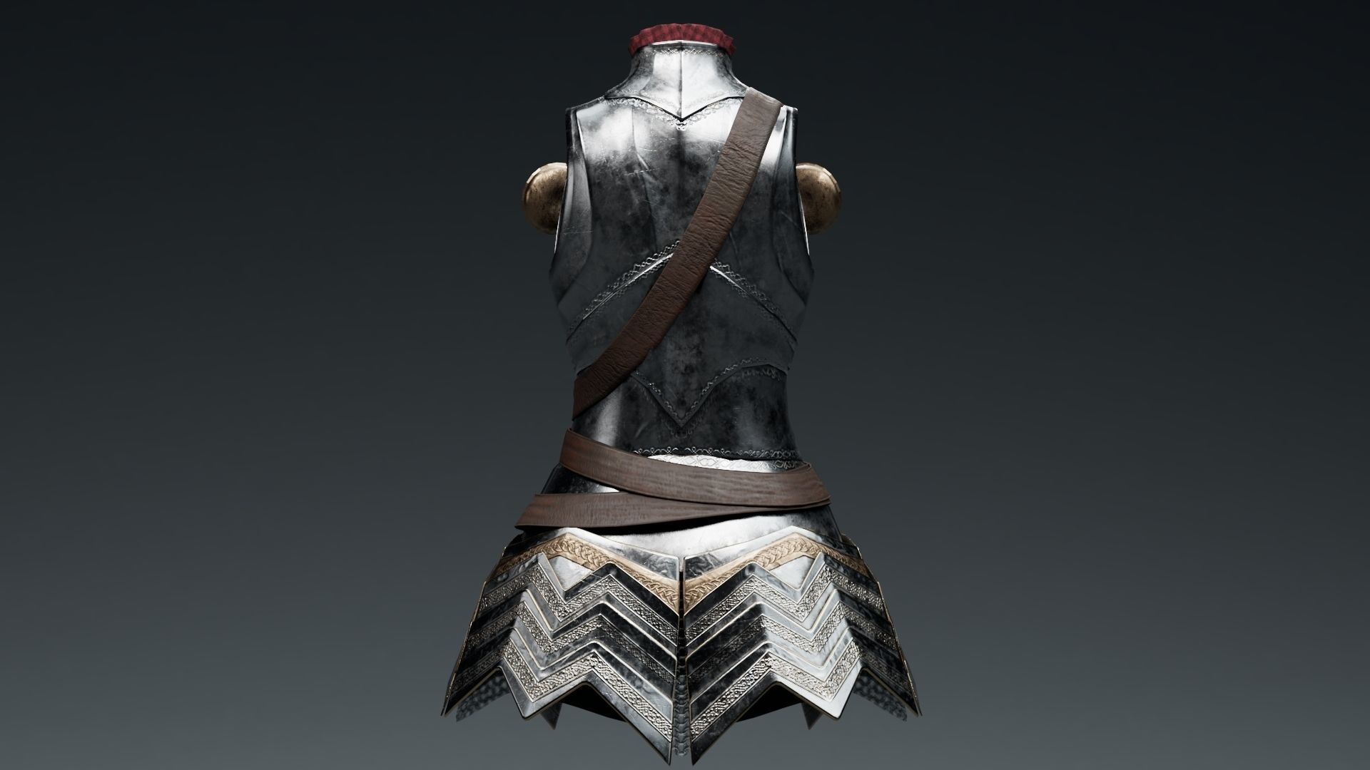  Female Knight Body Armor Set LowPoly Low-poly 3D model_5