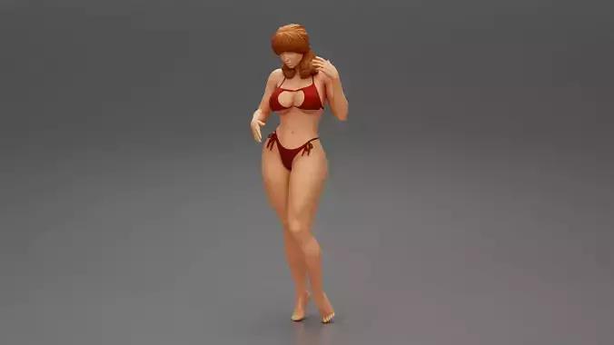 beautiful sexy young woman in an erotic striped bikini