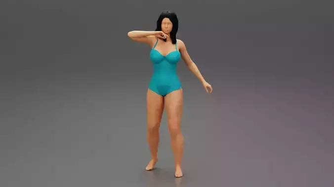 Beautiful young woman wearing a trendy one-piece swim suit