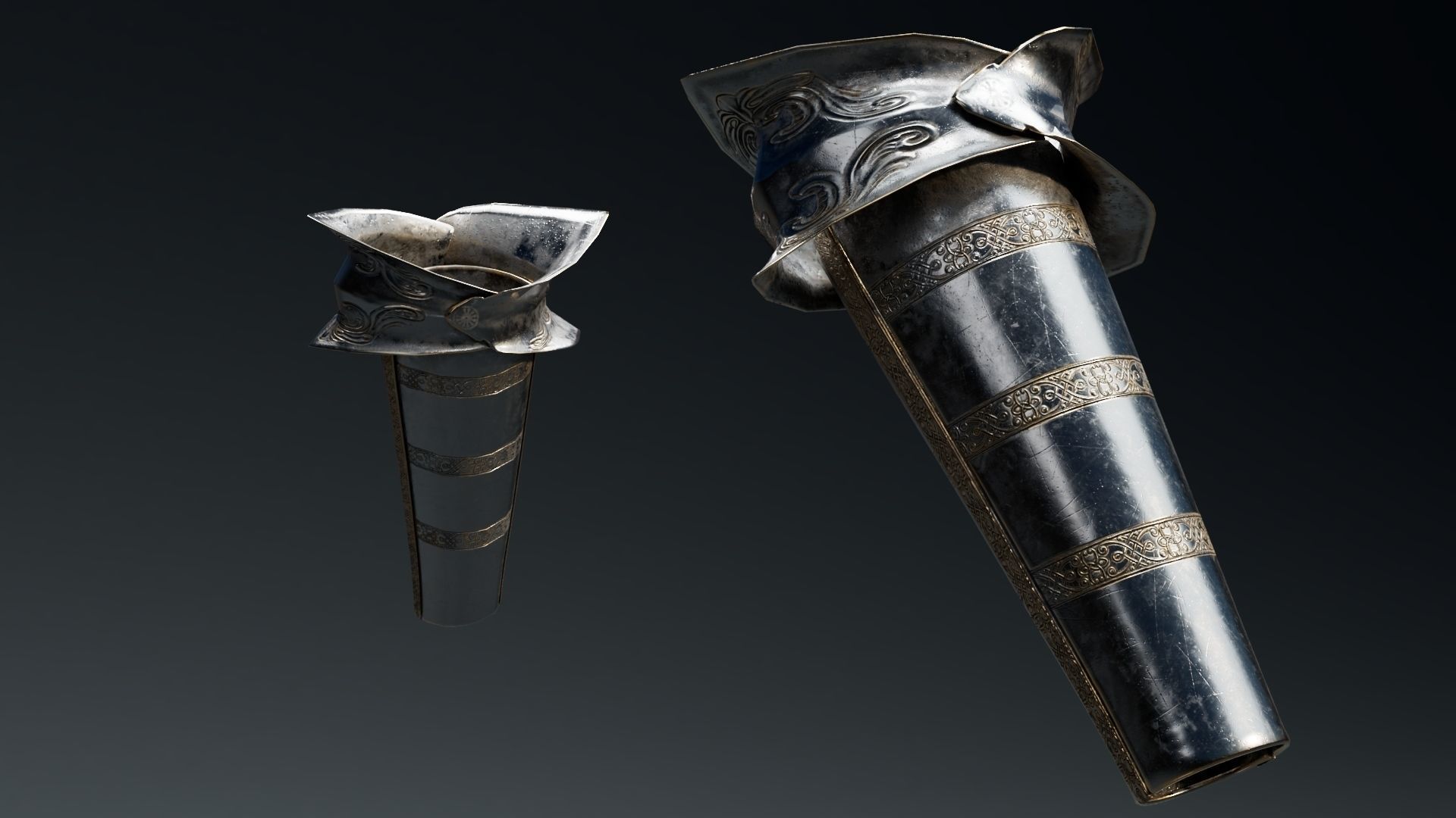 Female Knight Elbow Wrist LowPoly Low-poly 3D model_4