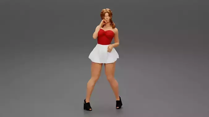 Sexy woman wearing mini skirt in a sexy pose