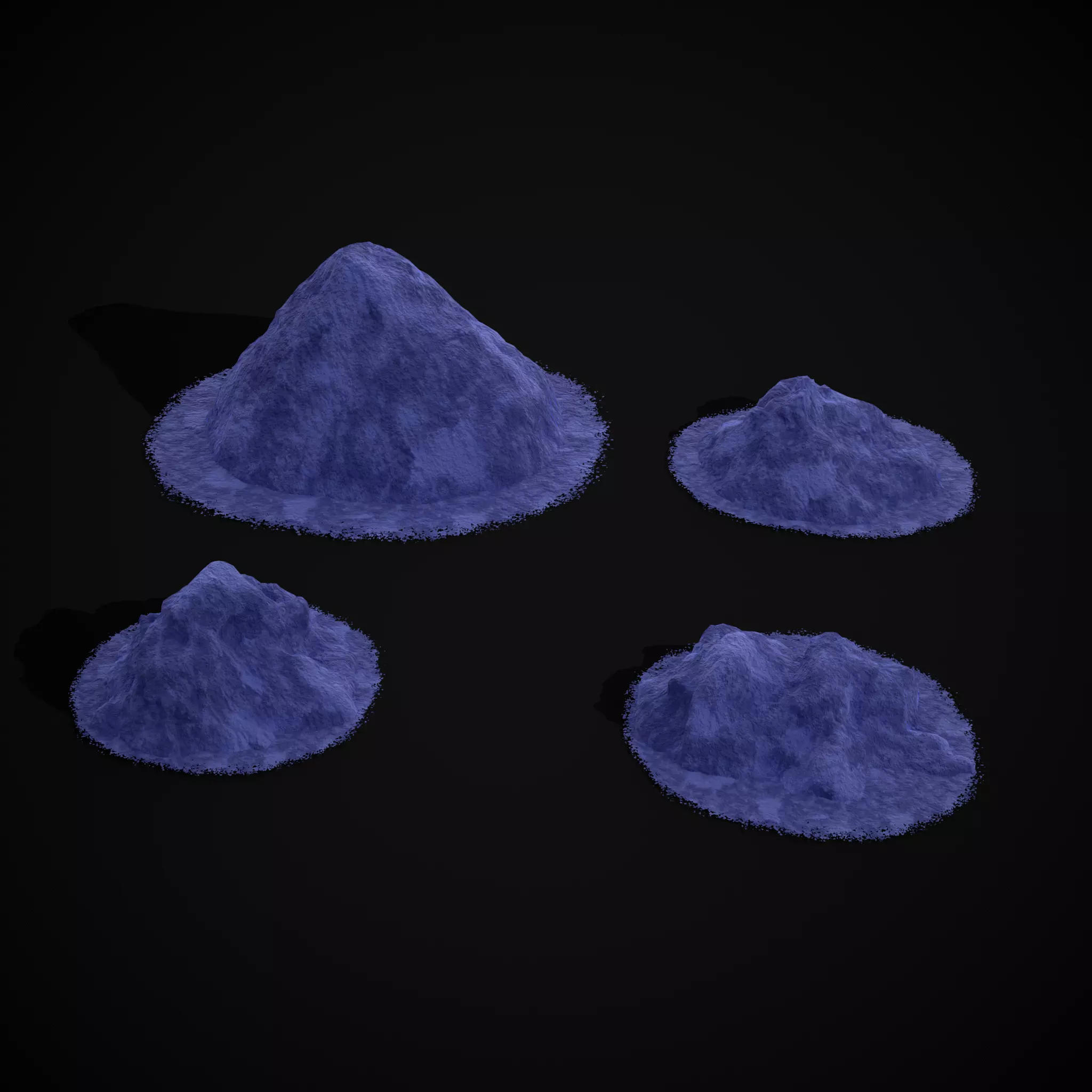 Blue Powder Piles Low-poly 3D model_0