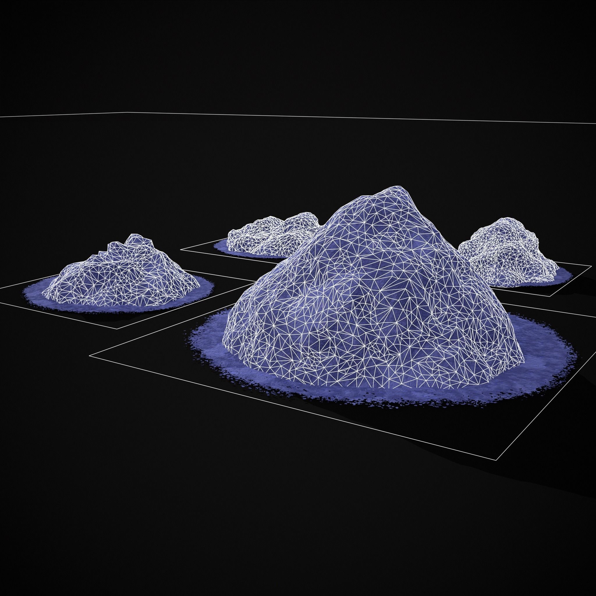 Blue Powder Piles Low-poly 3D model_8