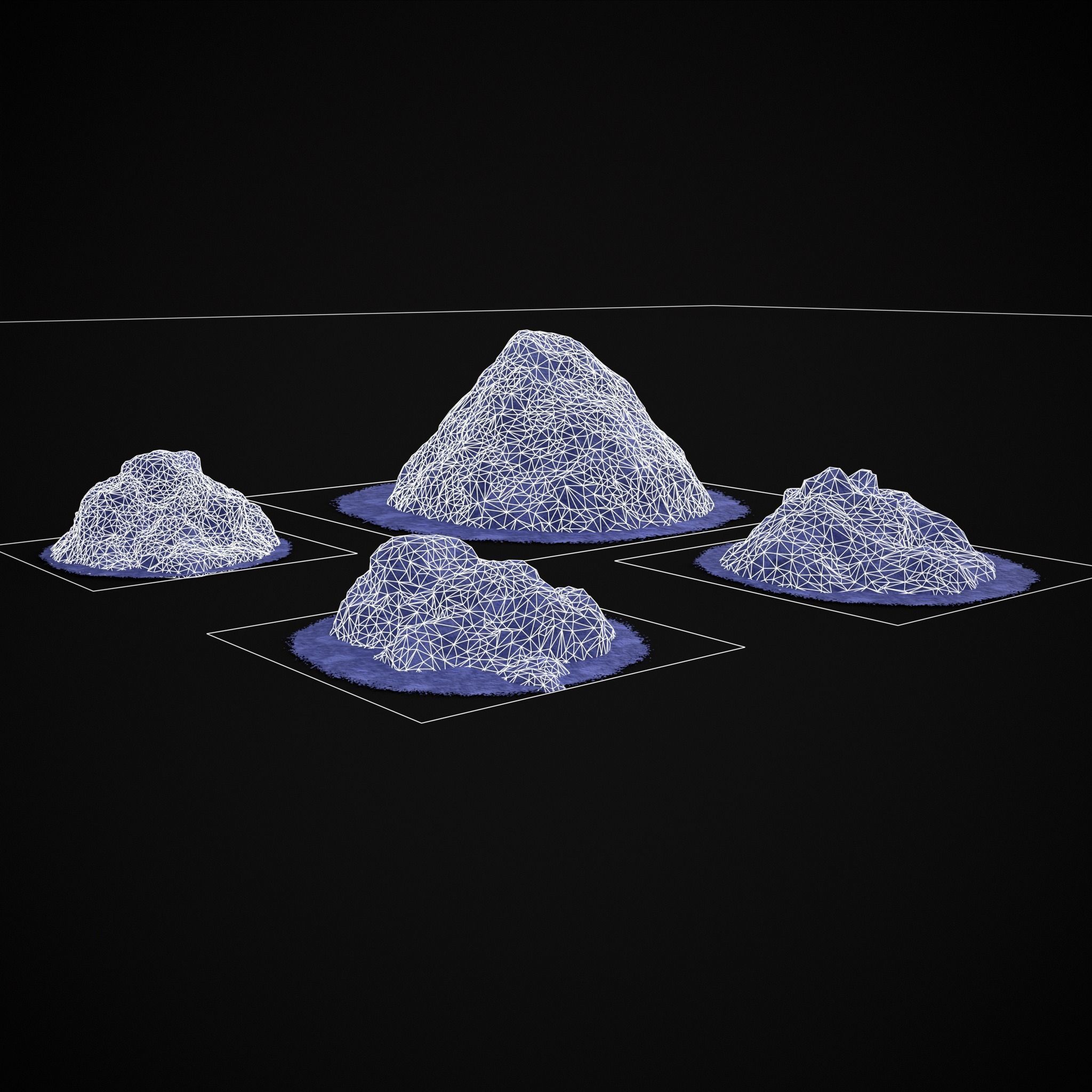 Blue Powder Piles Low-poly 3D model_4