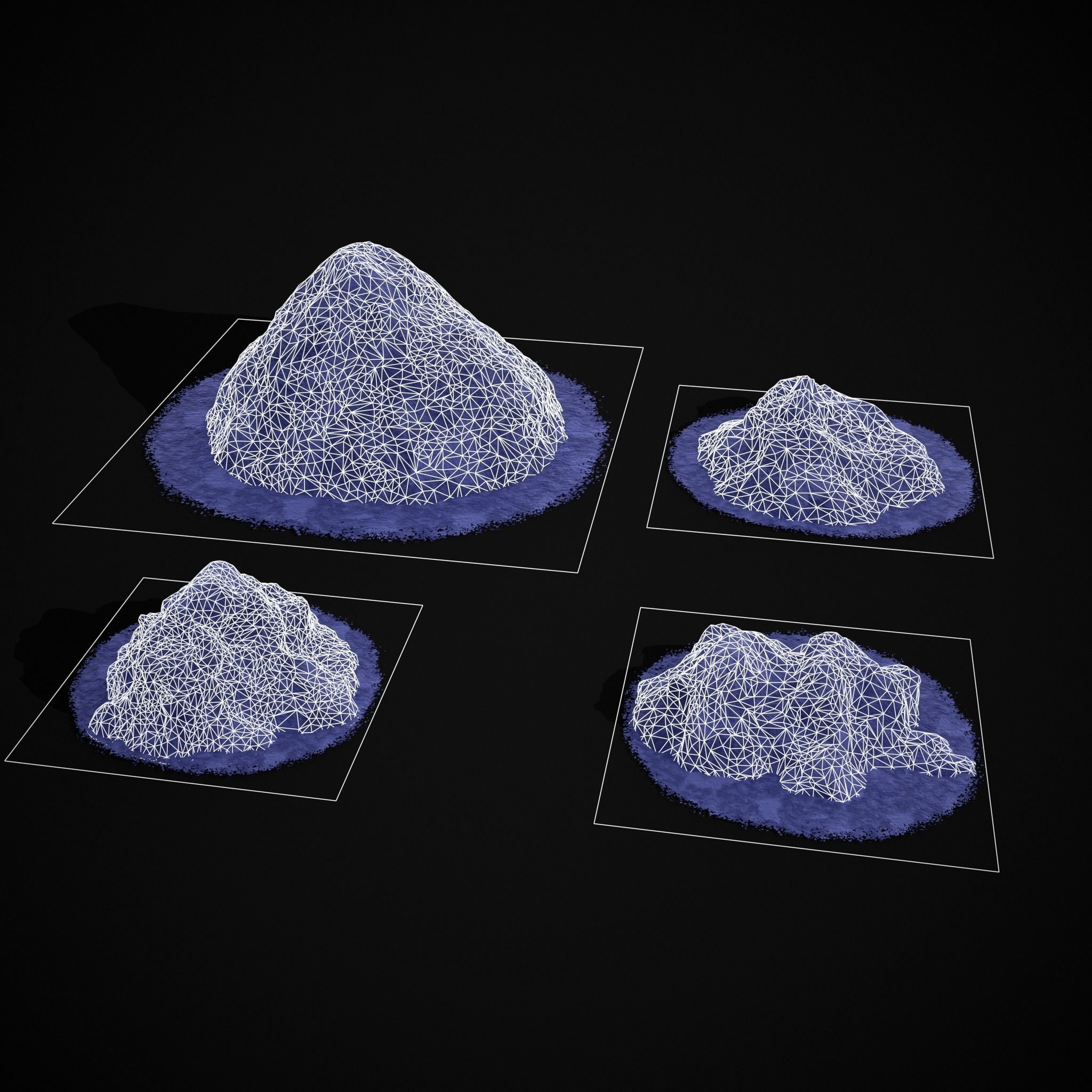 Blue Powder Piles Low-poly 3D model_2