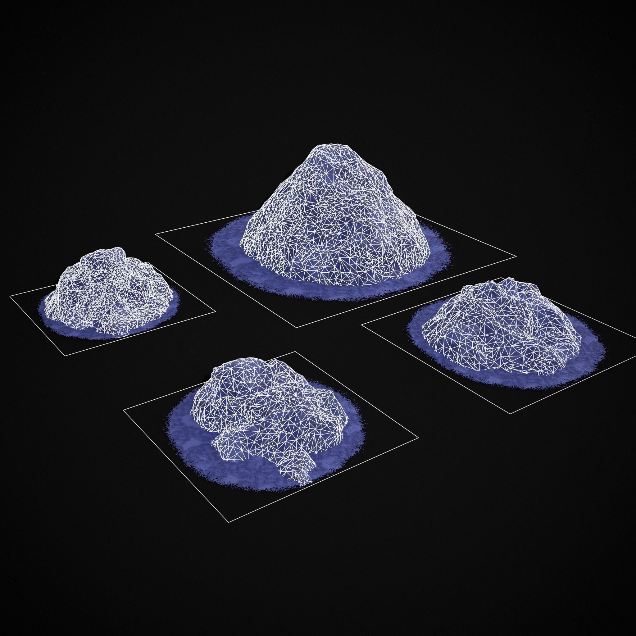 Blue Powder Piles Low-poly 3D model_30