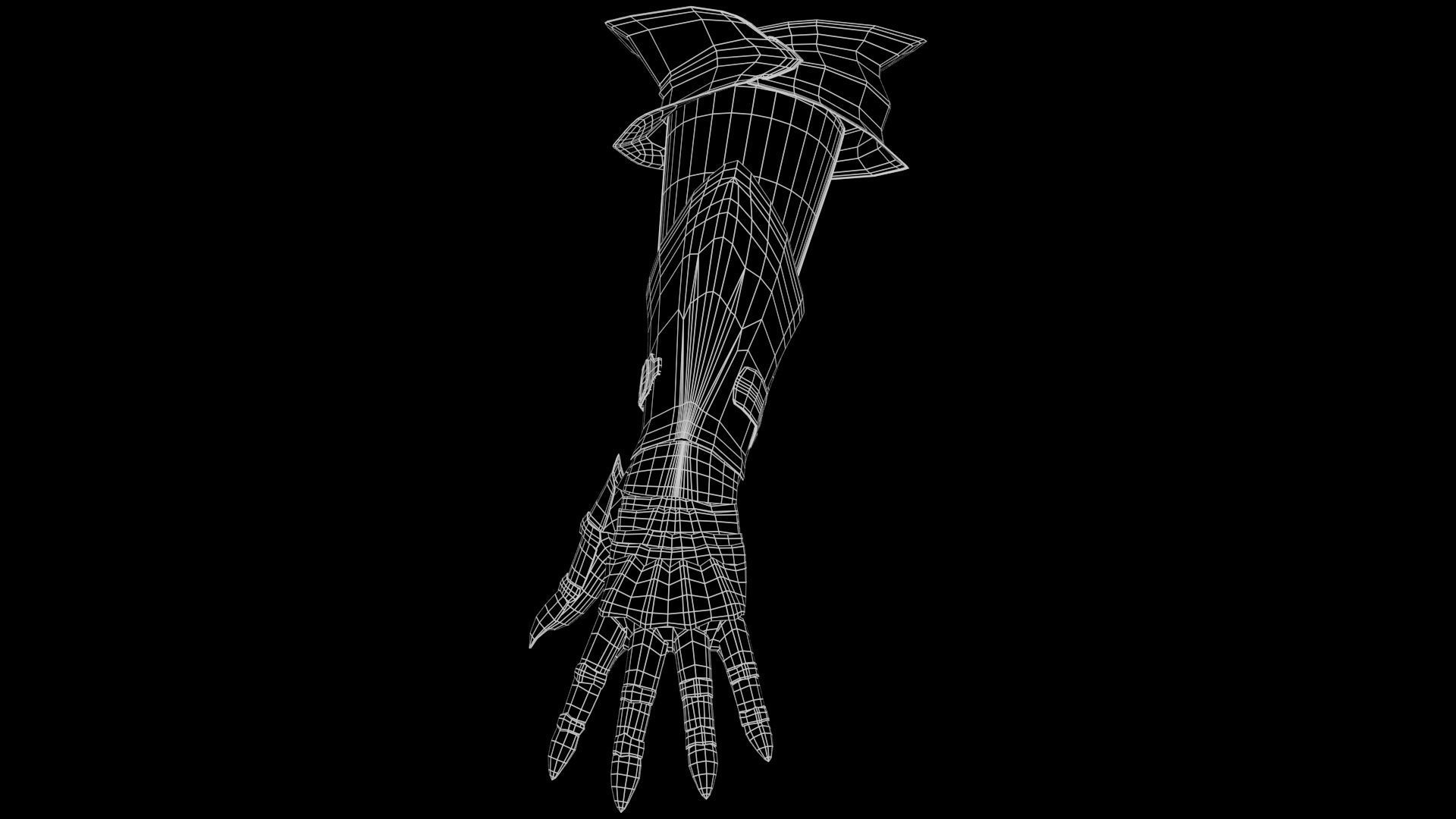 Female Knight Hand And Wrist armor LowPoly Low-poly 3D model_10
