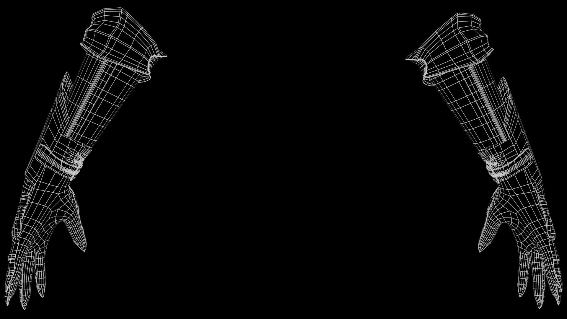 Female Knight Hand And Wrist armor LowPoly Low-poly 3D model_11