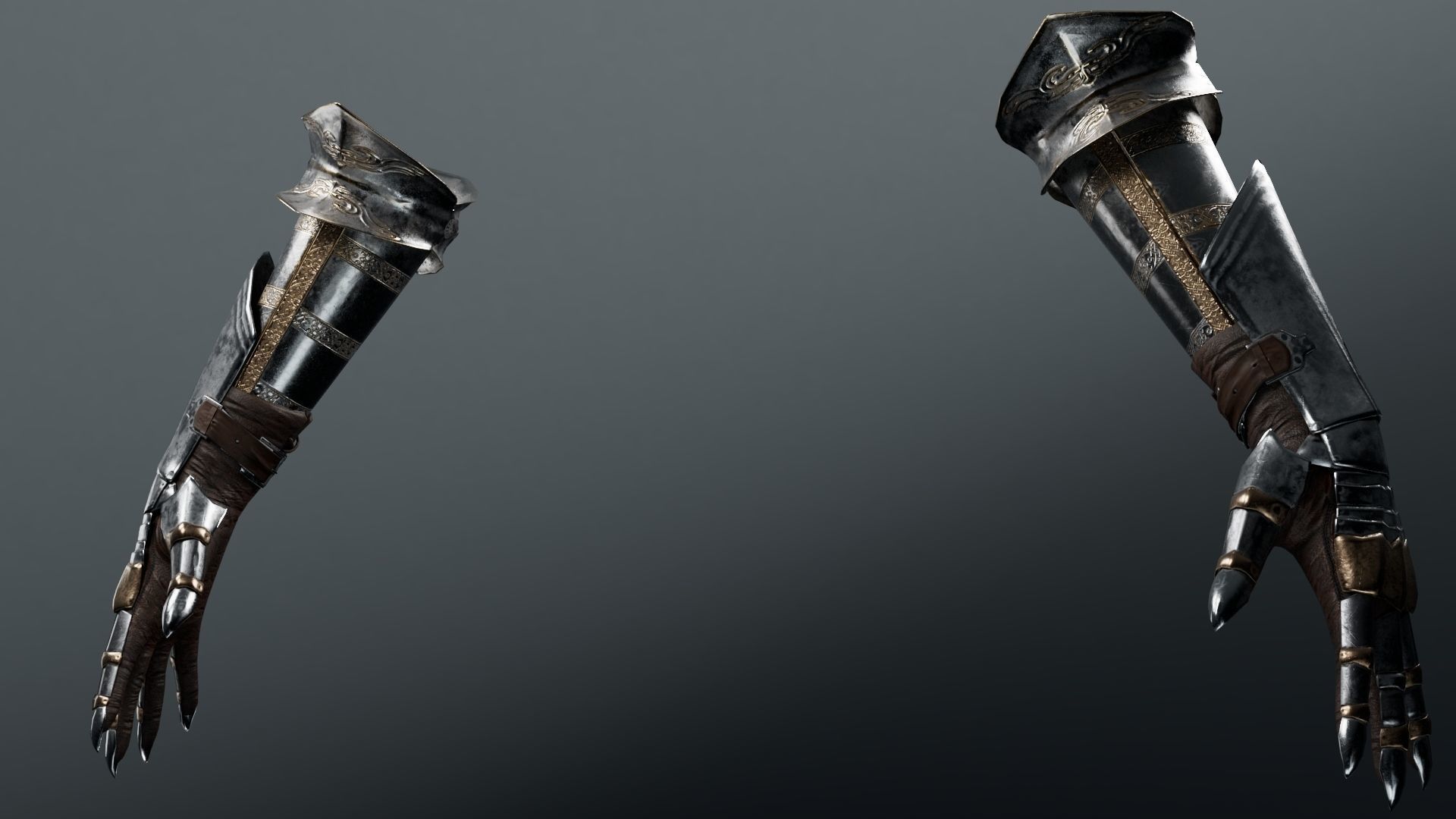 Female Knight Hand And Wrist armor LowPoly Low-poly 3D model_8