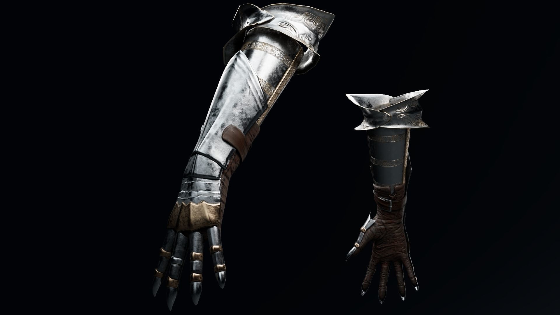 Female Knight Hand And Wrist armor LowPoly Low-poly 3D model_4