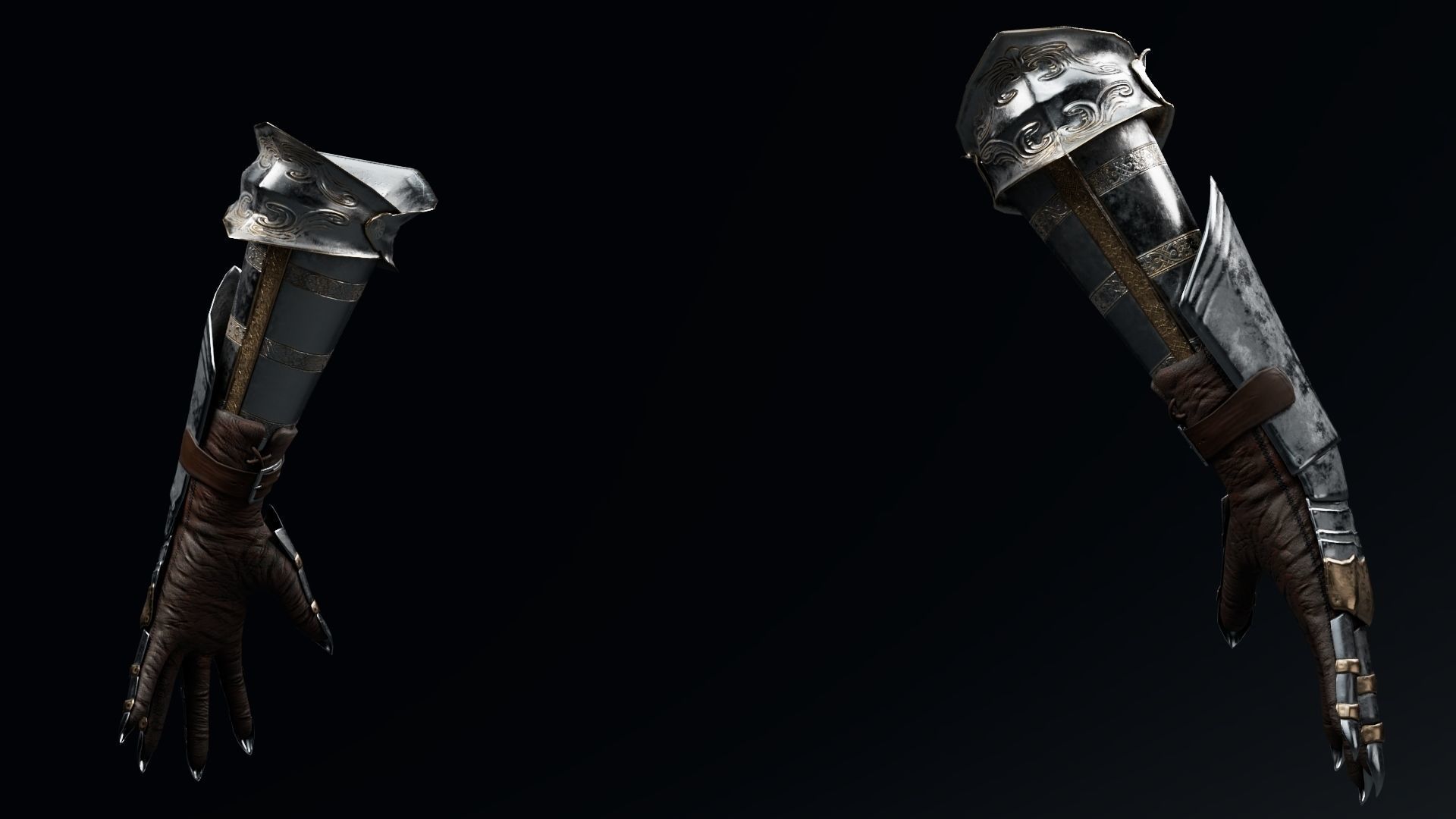 Female Knight Hand And Wrist armor LowPoly Low-poly 3D model_5