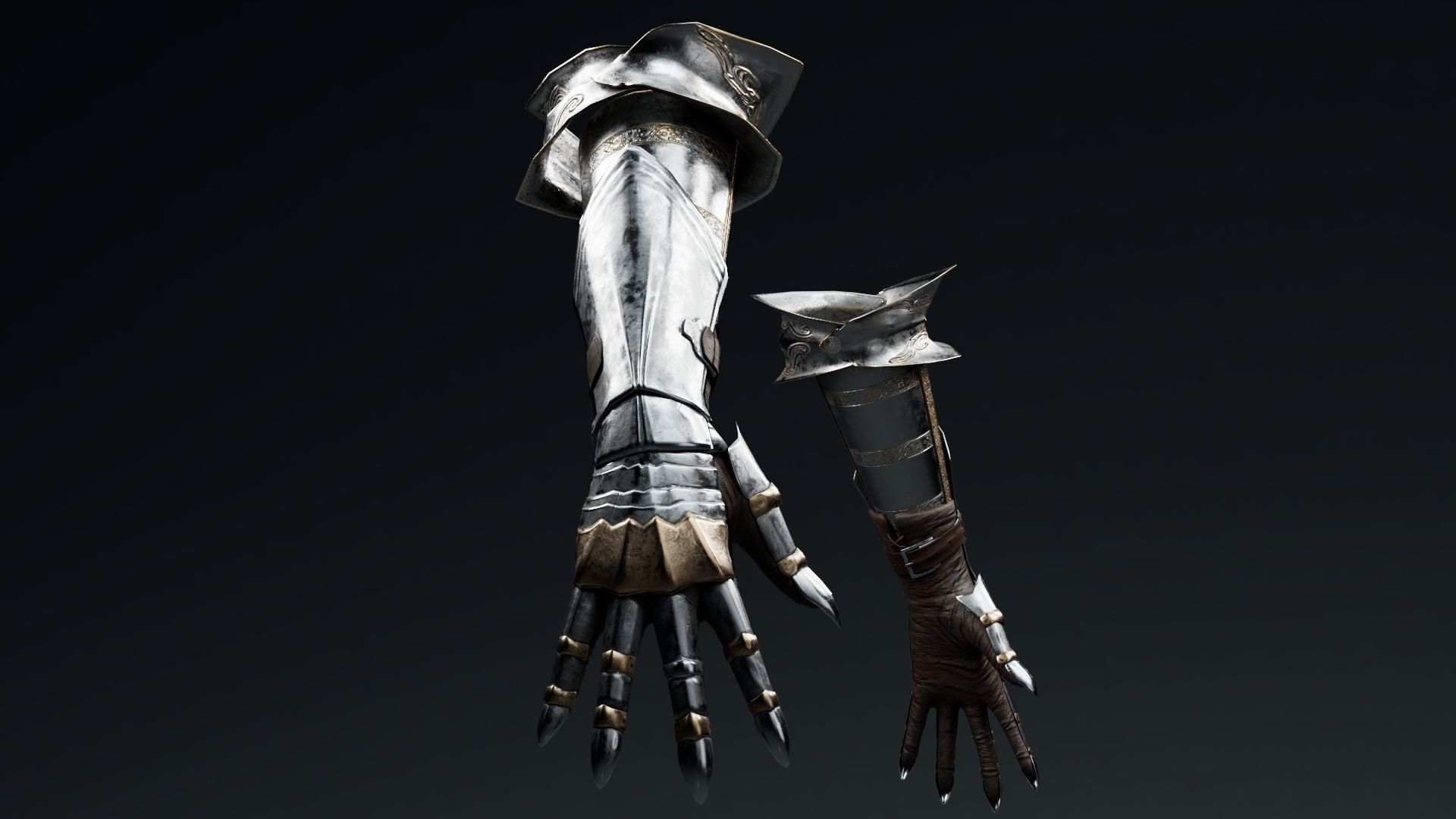 Female Knight Hand And Wrist armor LowPoly Low-poly 3D model_2