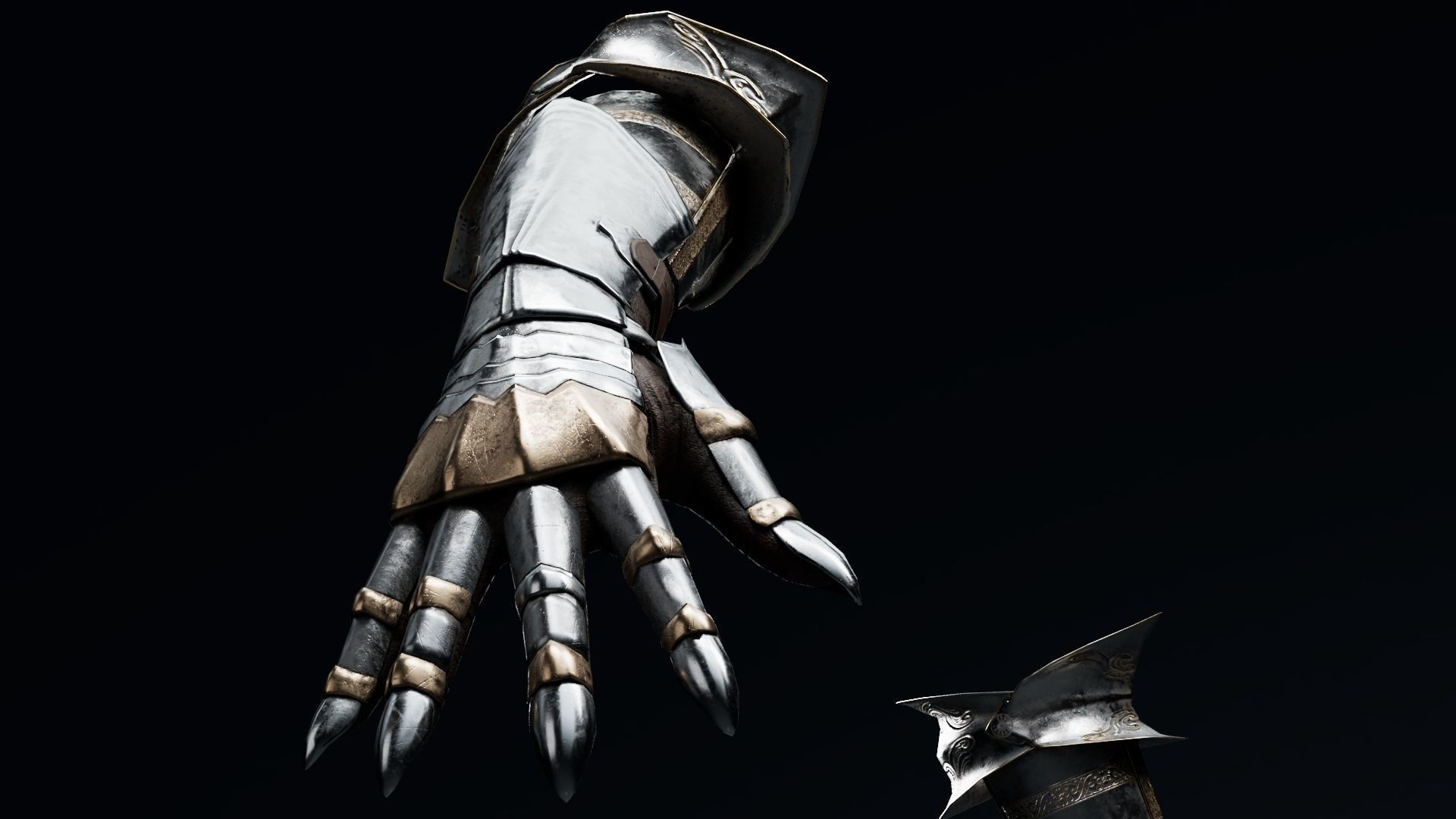 Female Knight Hand And Wrist armor LowPoly Low-poly 3D model_3
