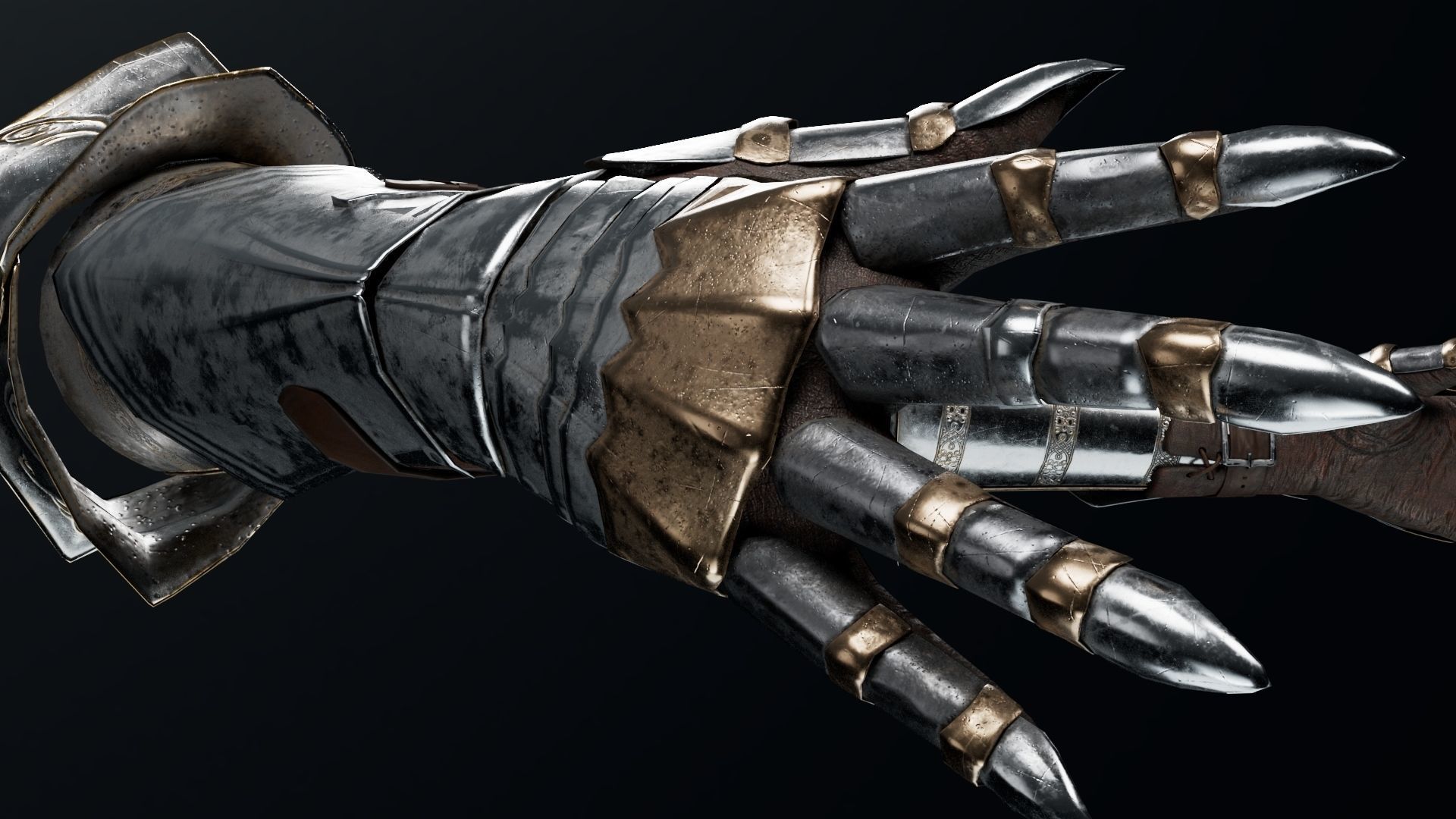 Female Knight Hand And Wrist armor LowPoly Low-poly 3D model_7