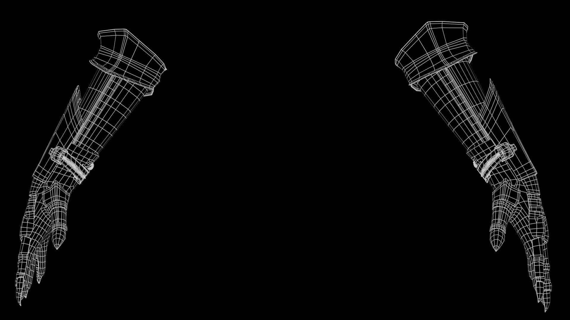 Female Knight Hand And Wrist armor LowPoly Low-poly 3D model_9