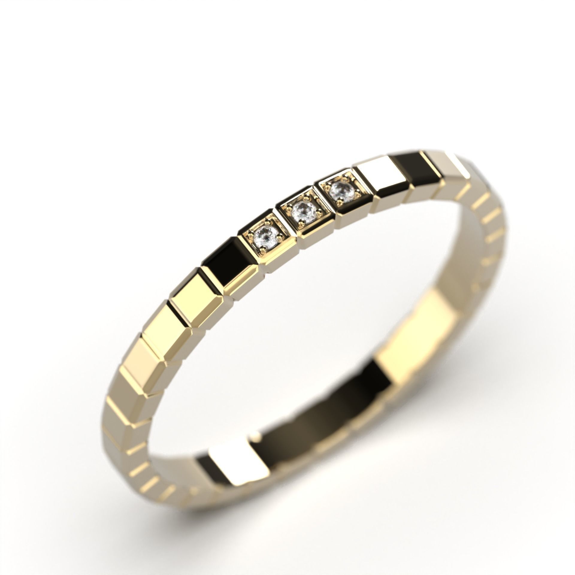 Ice cube ring half brilliants 3D print model_6