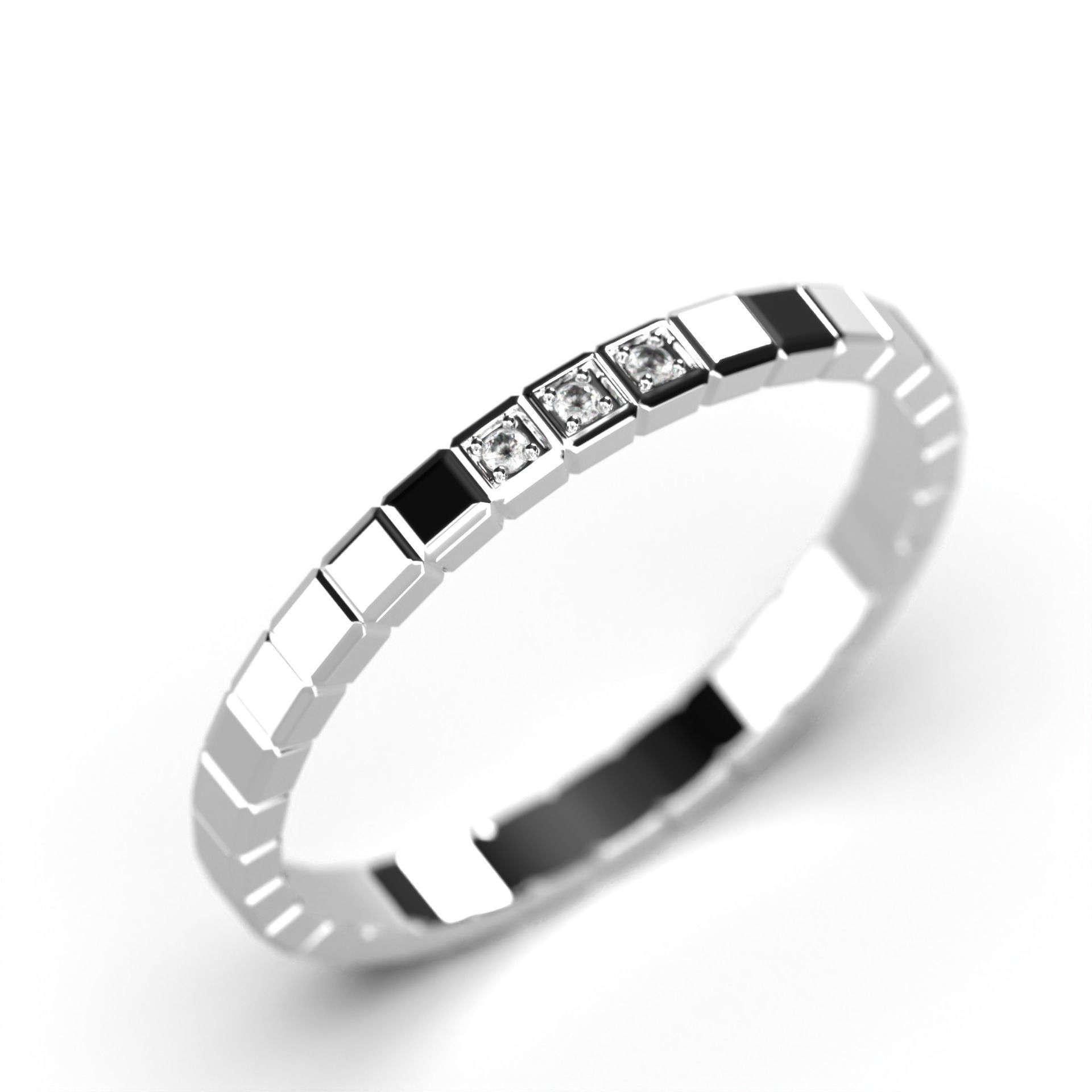 Ice cube ring half brilliants 3D print model_9