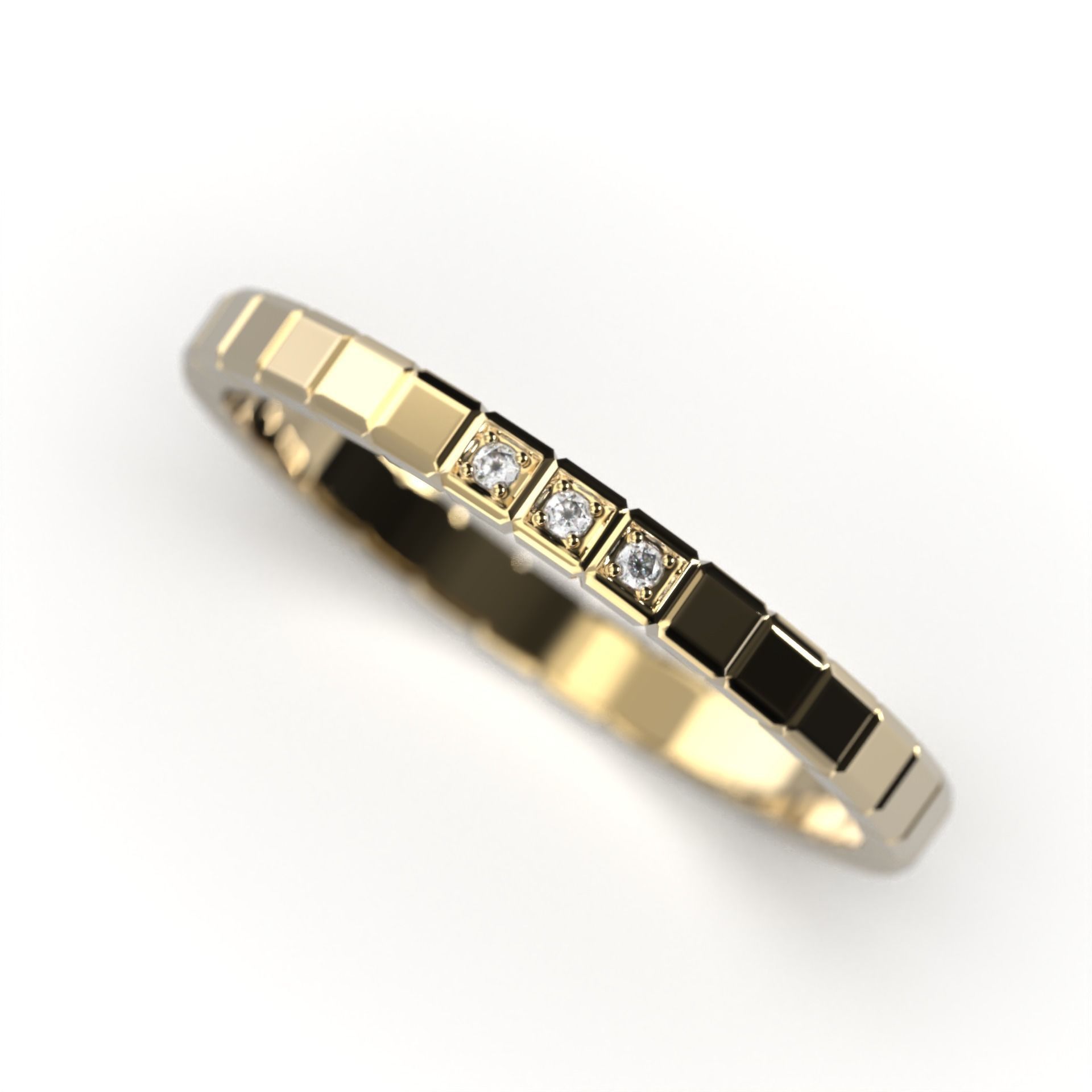 Ice cube ring half brilliants 3D print model_8