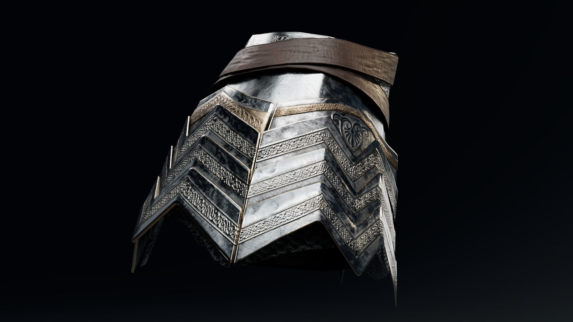 Female Knight Skirt Armor Set LowPoly Low-poly 3D model_5