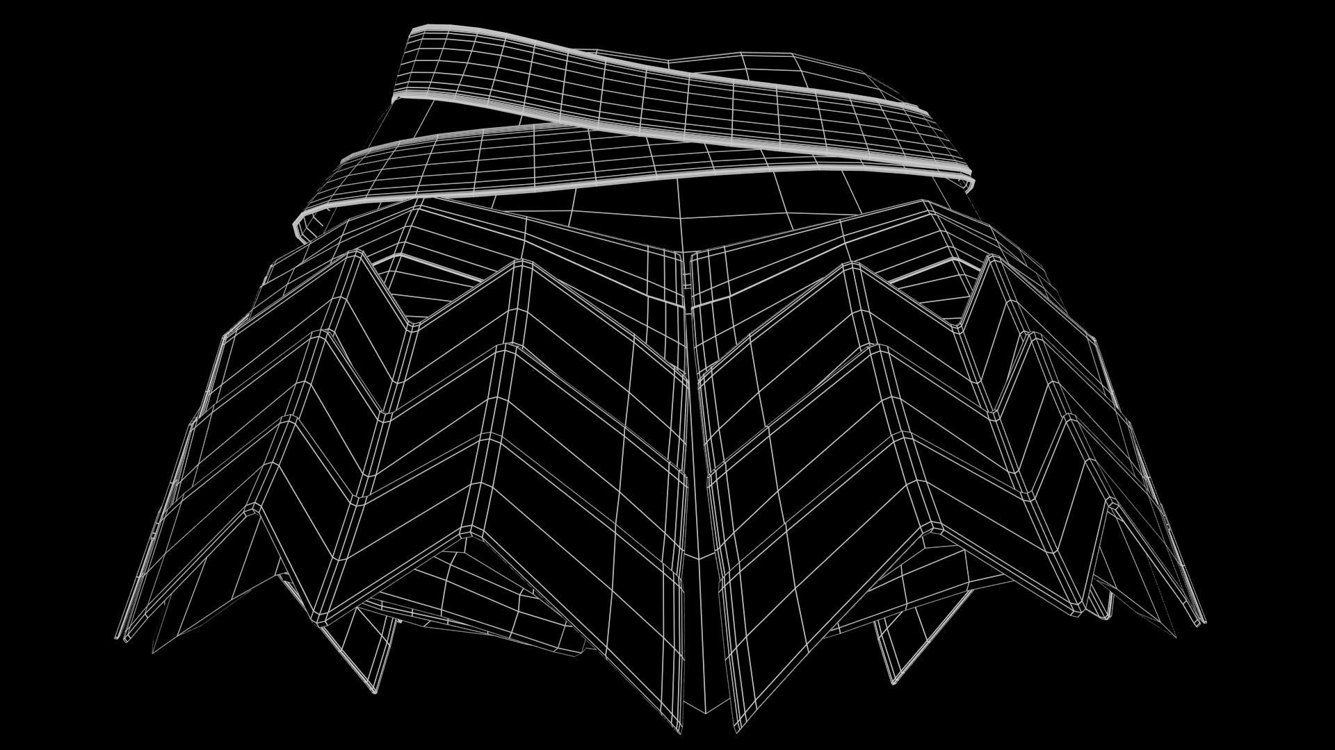 Female Knight Skirt Armor Set LowPoly Low-poly 3D model_9