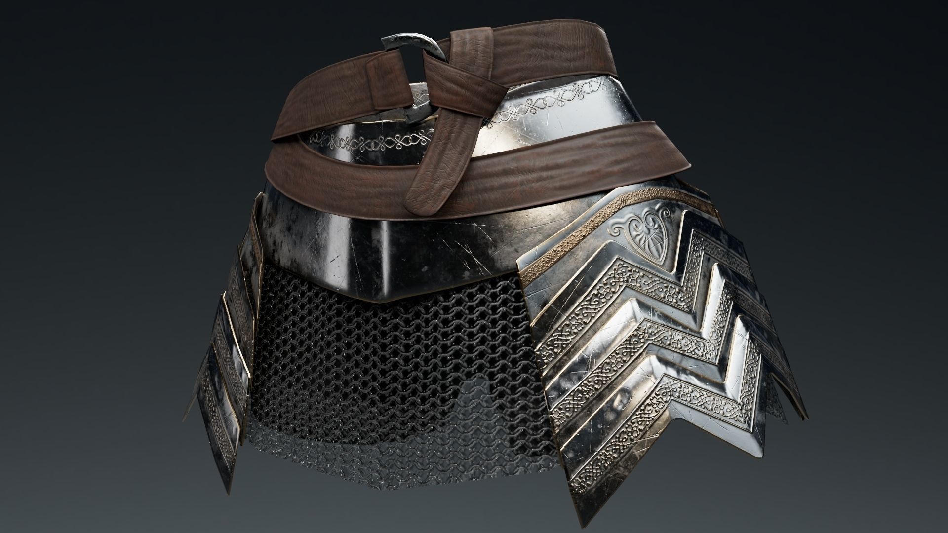 Female Knight Skirt Armor Set LowPoly Low-poly 3D model_2