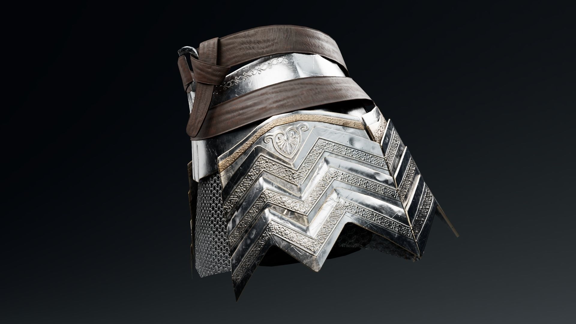 Female Knight Skirt Armor Set LowPoly Low-poly 3D model_3