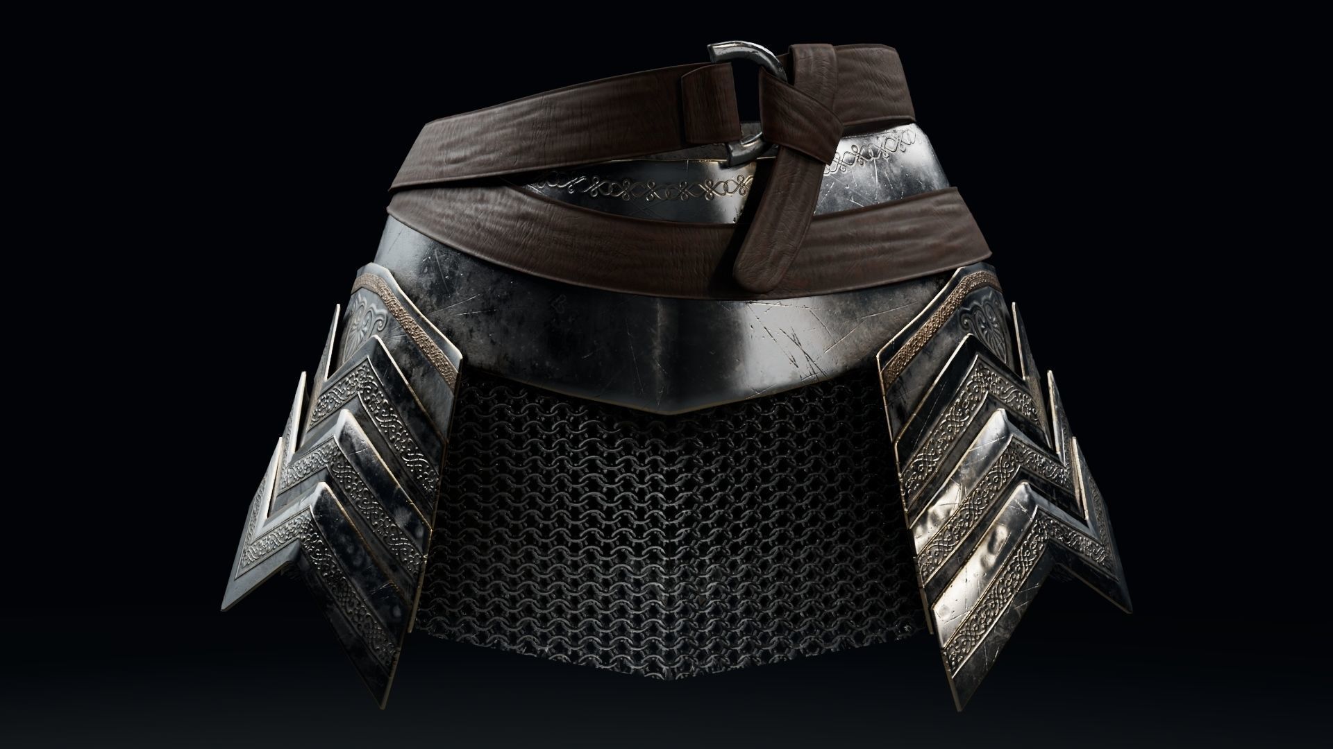 Female Knight Skirt Armor Set LowPoly Low-poly 3D model_6