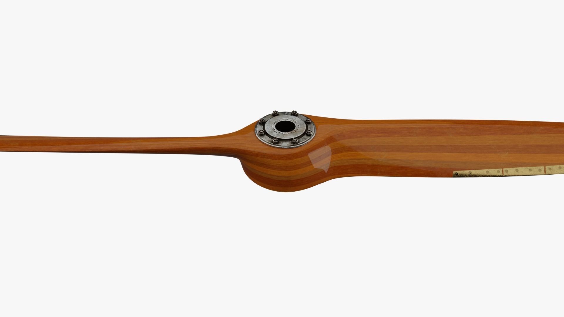 Antique aircraft wooden propeller with hub 3D model_4