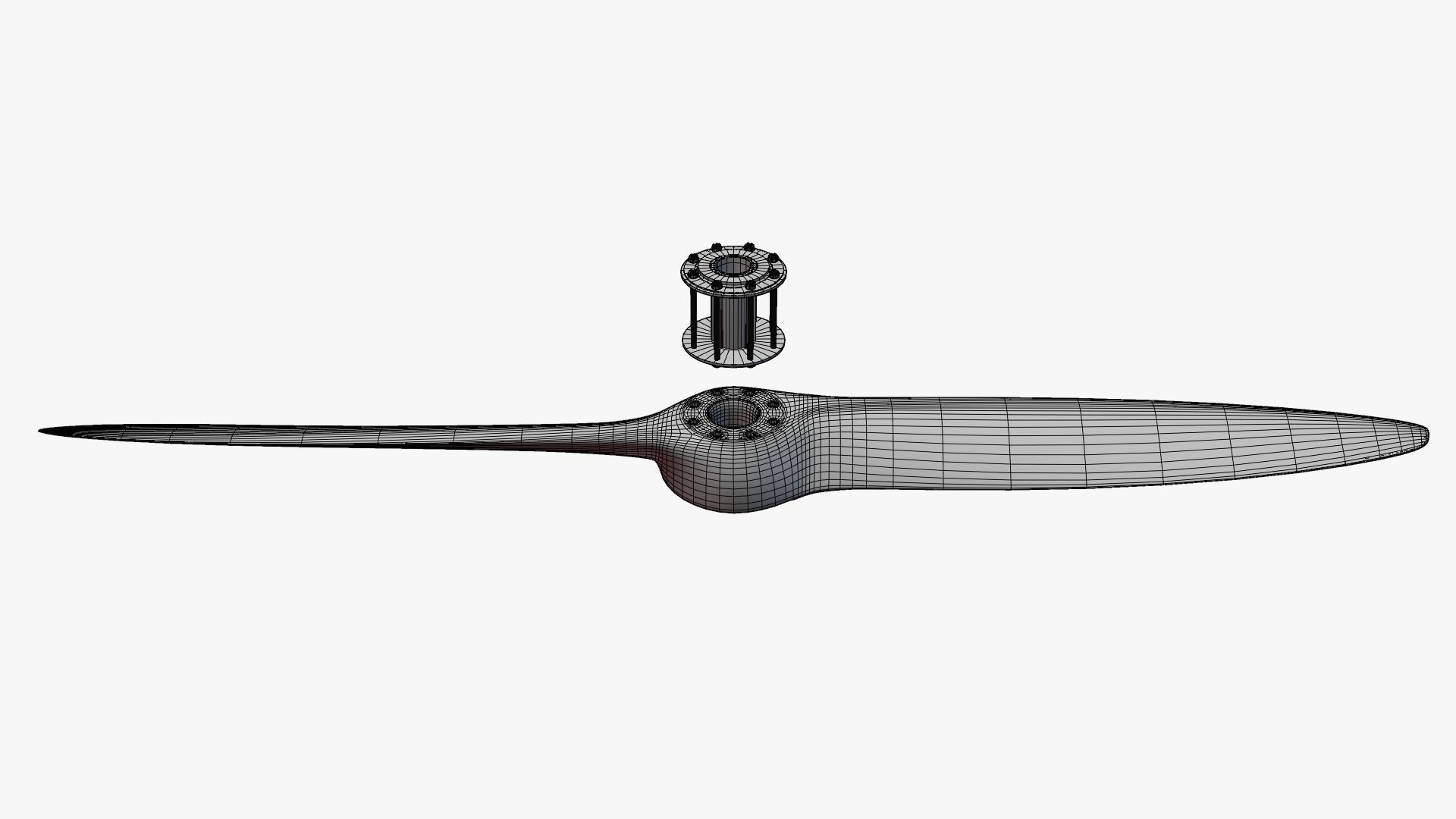 Antique aircraft wooden propeller with hub 3D model_12