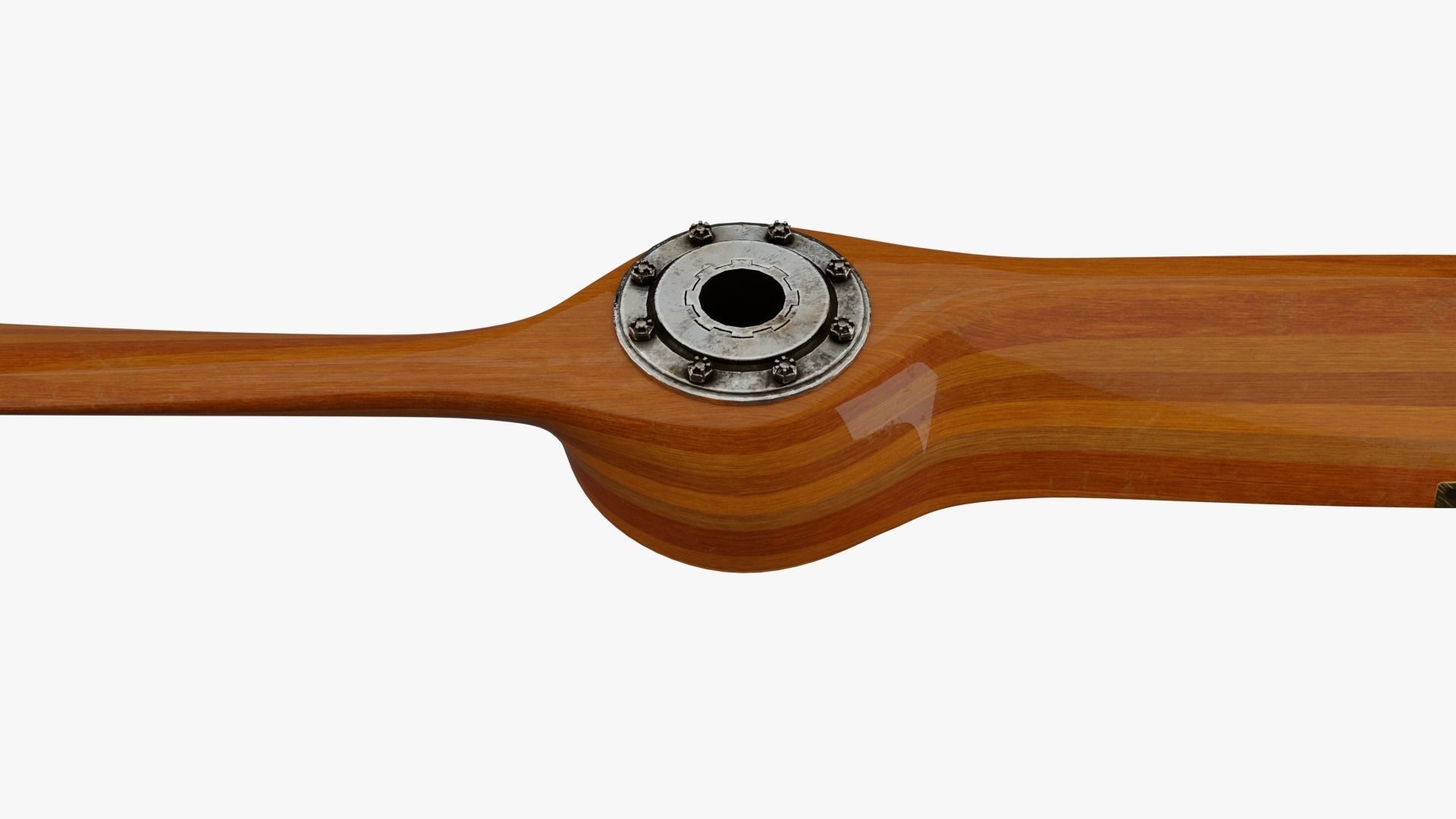 Antique aircraft wooden propeller with hub 3D model_7