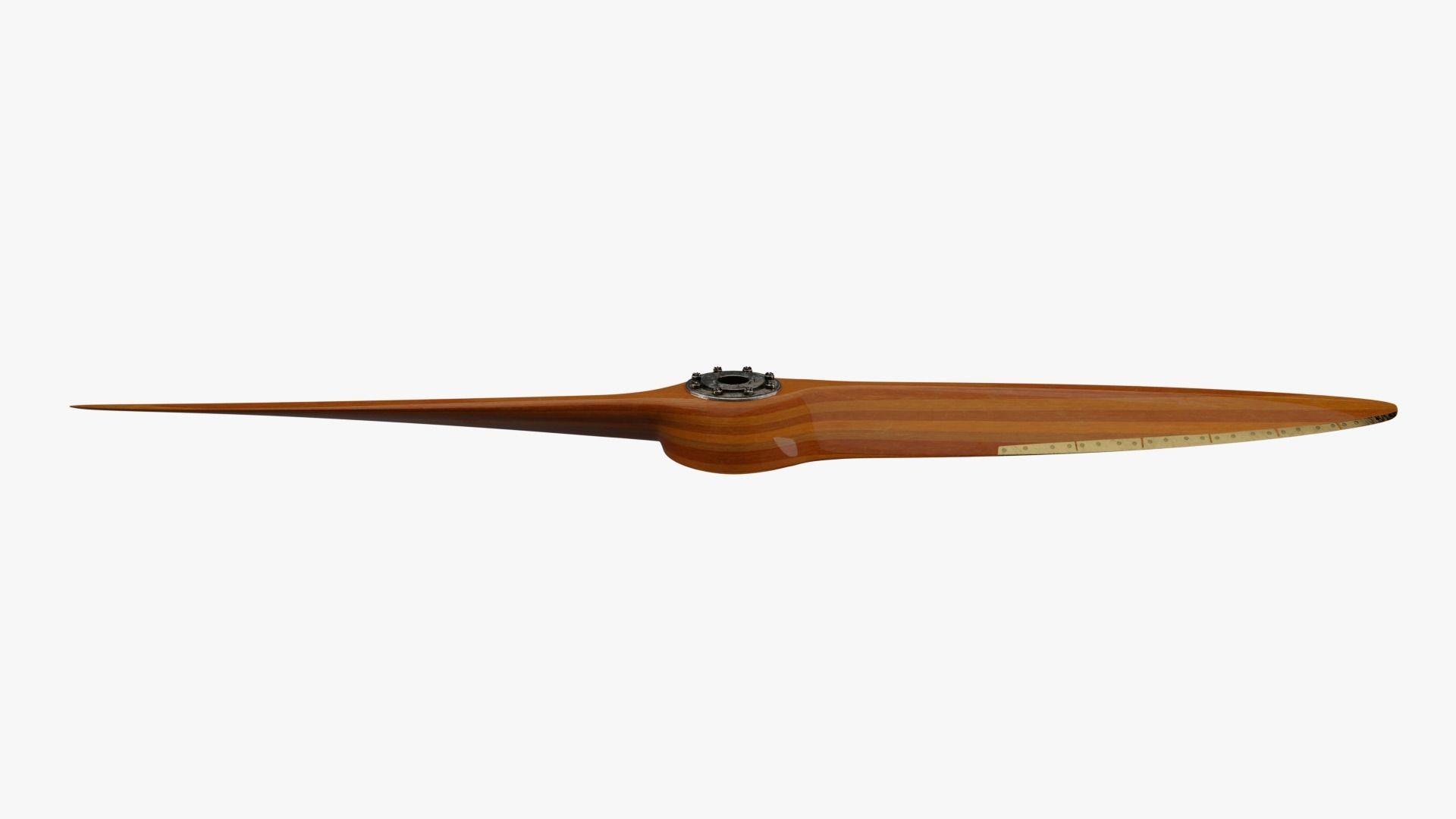 Antique aircraft wooden propeller with hub 3D model_1