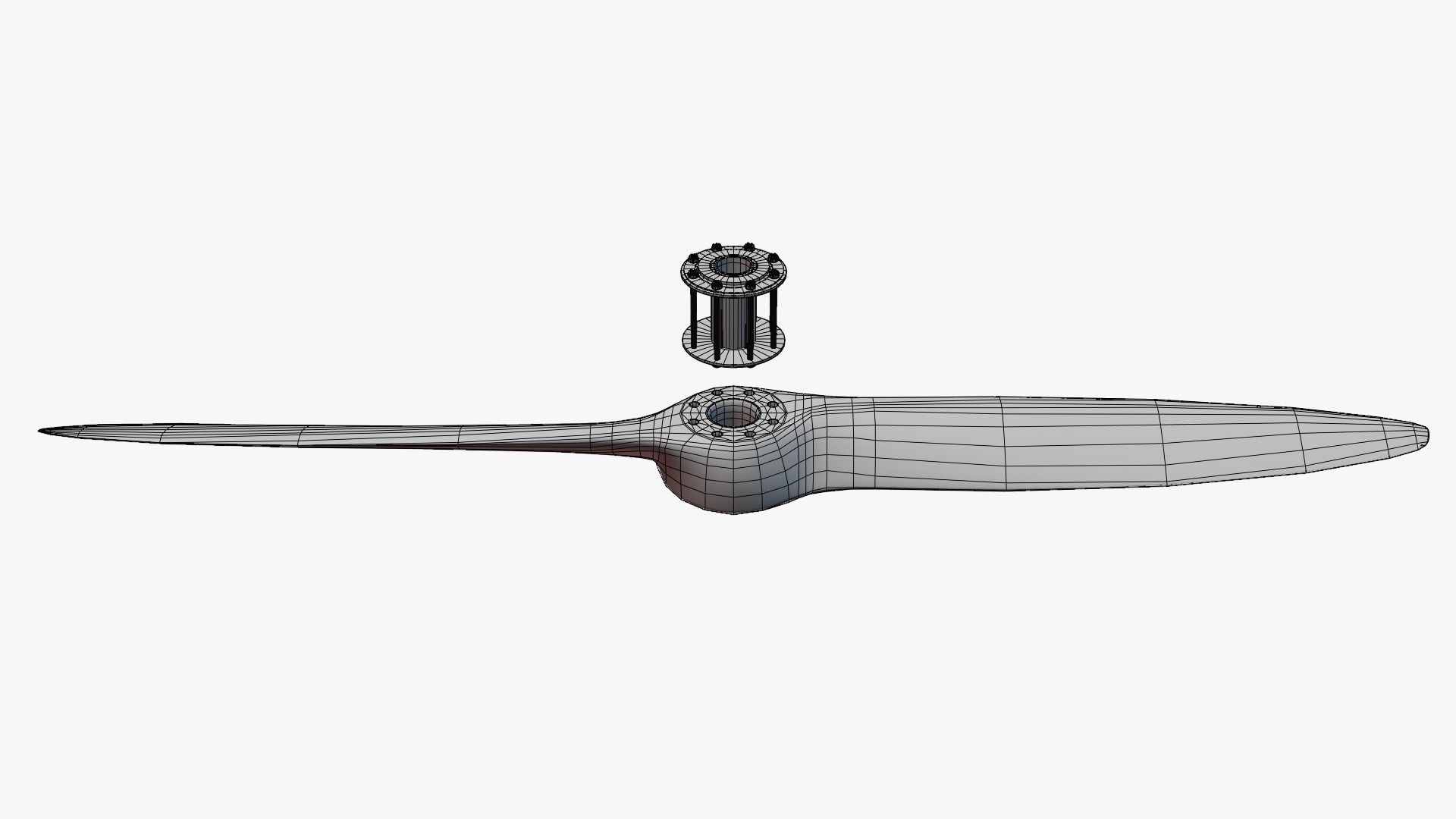 Antique aircraft wooden propeller with hub 3D model_11