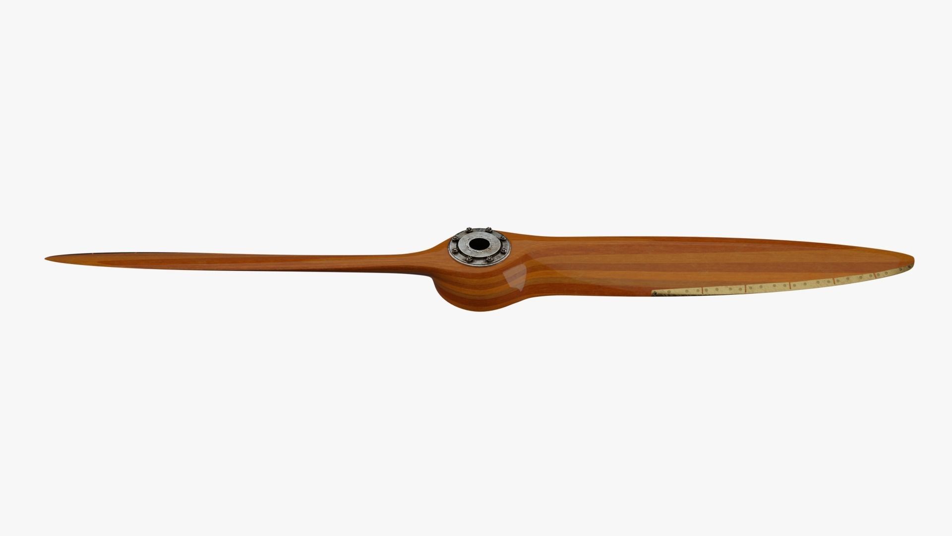 Antique aircraft wooden propeller with hub 3D model_3