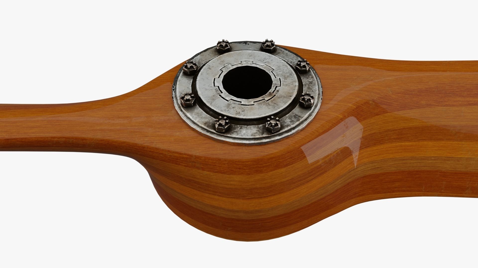 Antique aircraft wooden propeller with hub 3D model_8