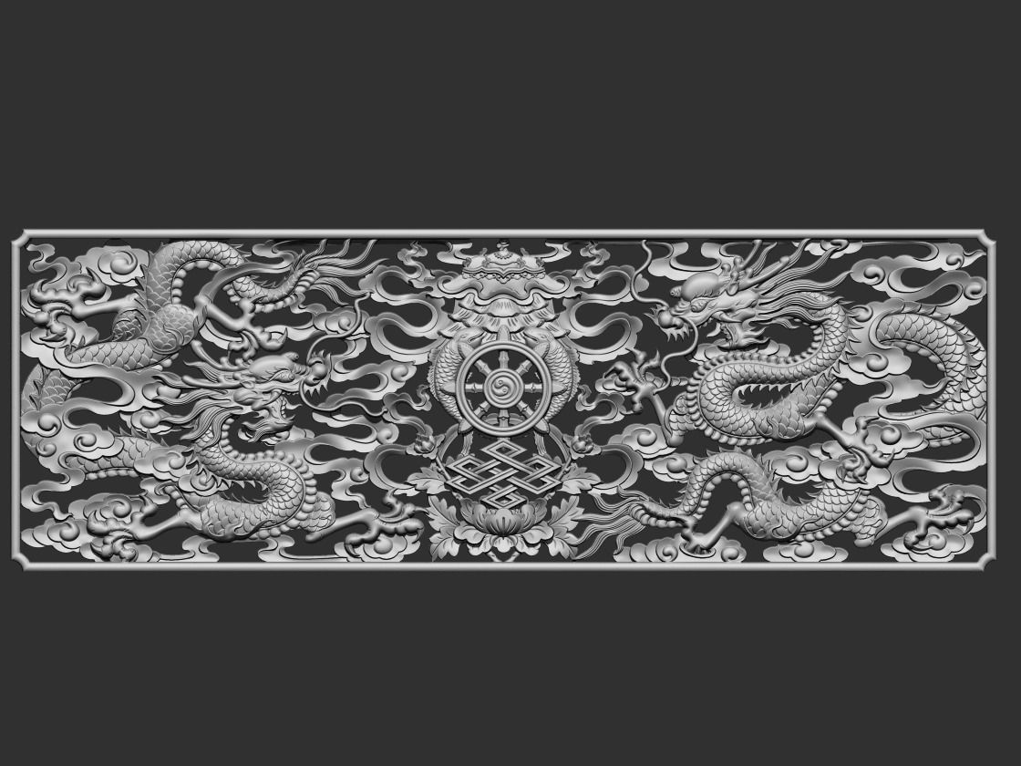 Two Dragons 3D print model_3