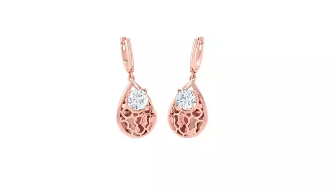 Solitaire Drop Earring 3dm STL OBJ FBX Renders Details 3D print model