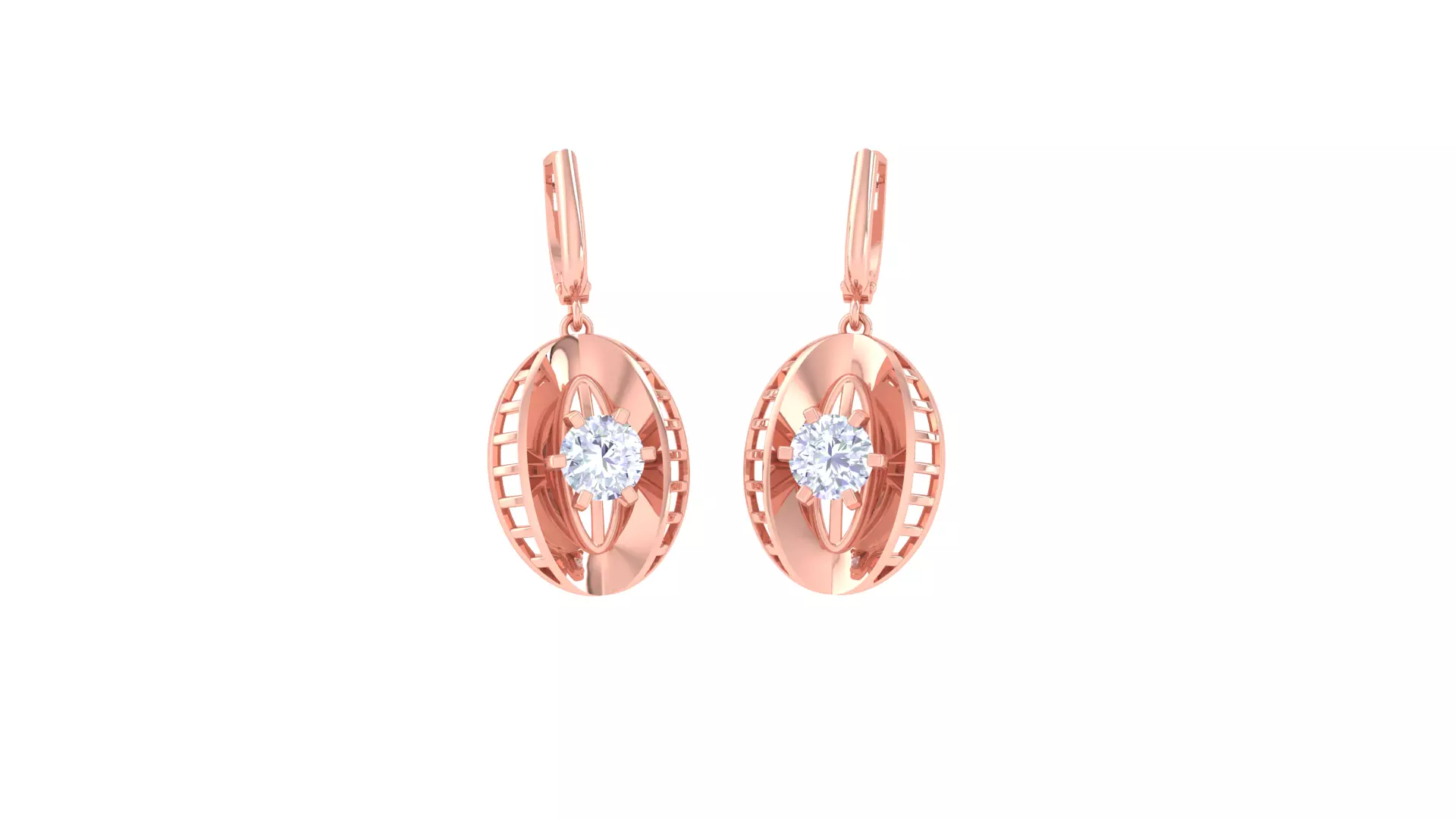 Solitaire Drop Earring 3dm STL OBJ FBX Renders Details 3D print model_0