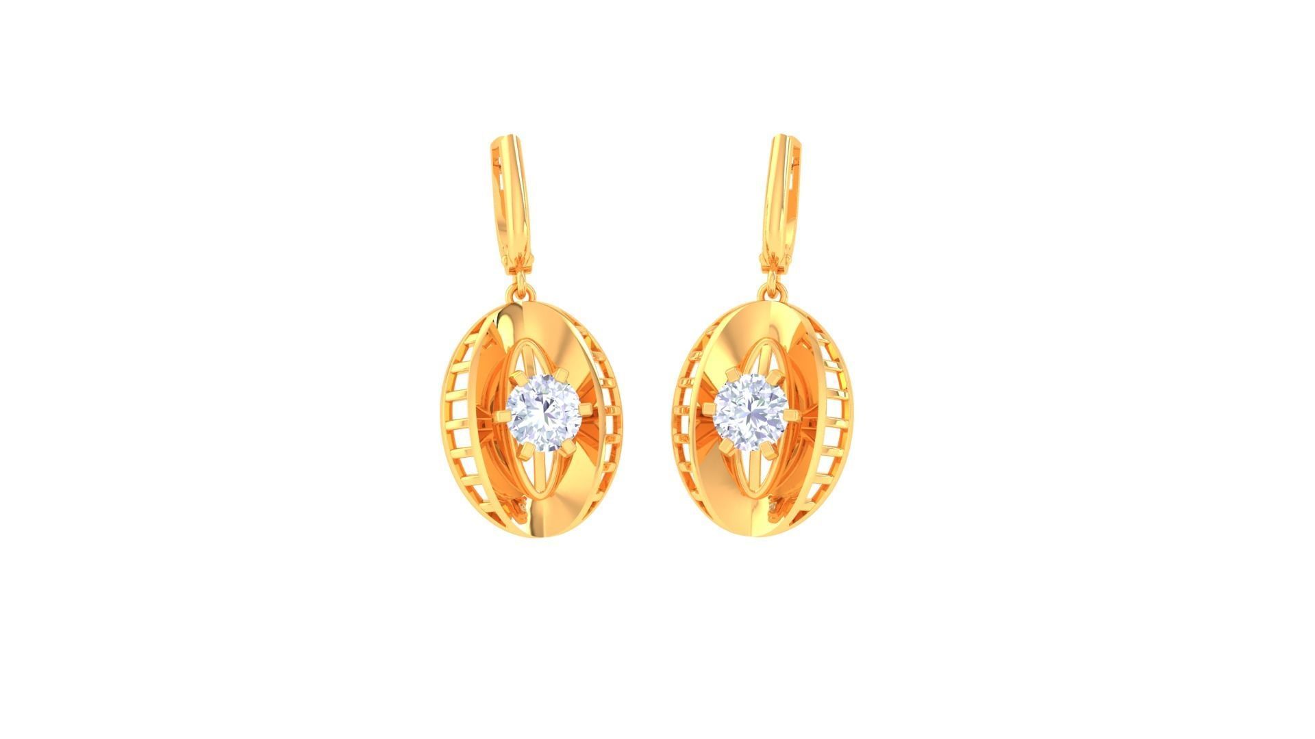 Solitaire Drop Earring 3dm STL OBJ FBX Renders Details 3D print model_2