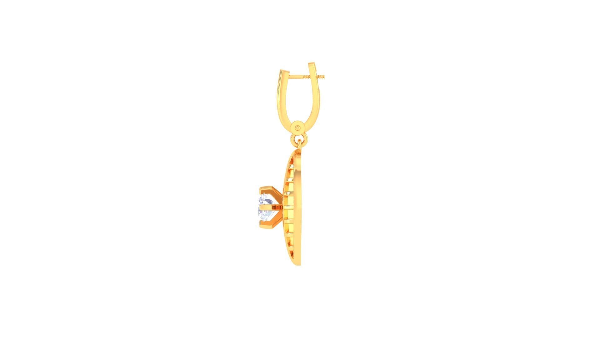 Solitaire Drop Earring 3dm STL OBJ FBX Renders Details 3D print model_4