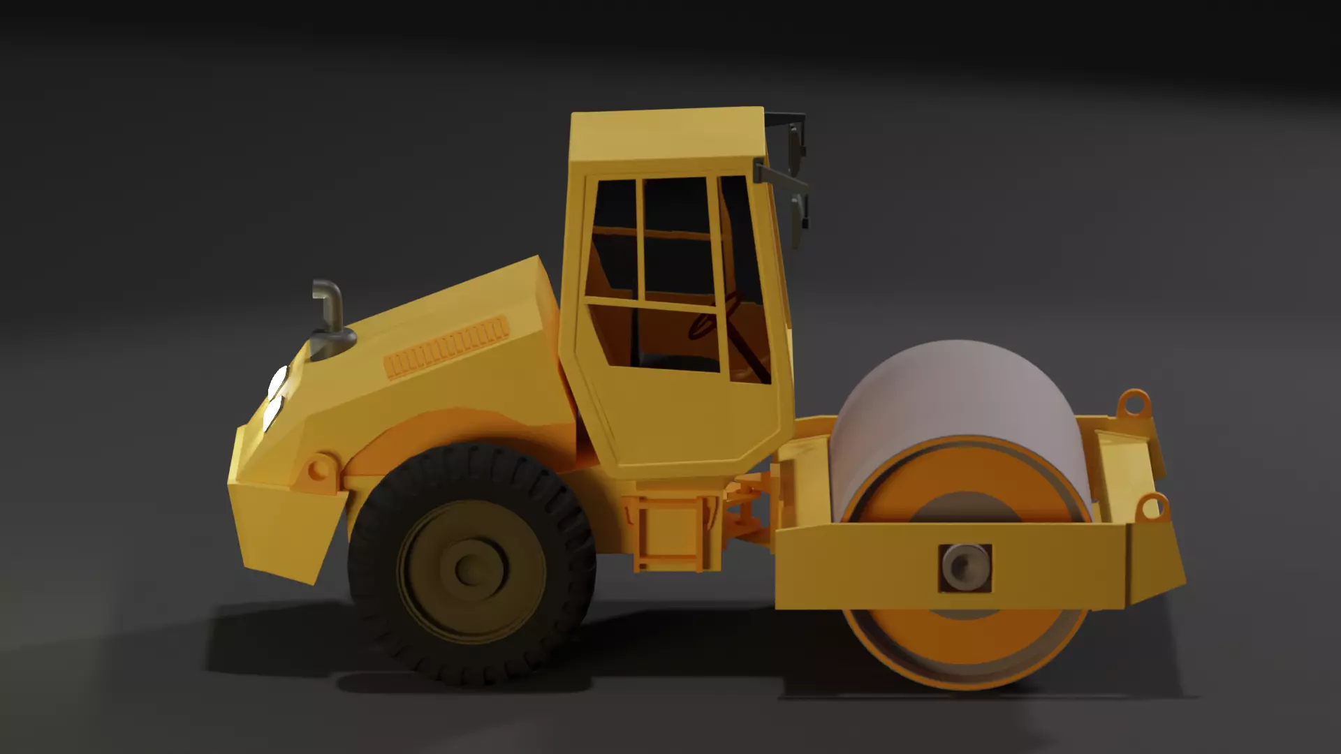 3D model of Road Roller - yellow color 3D model