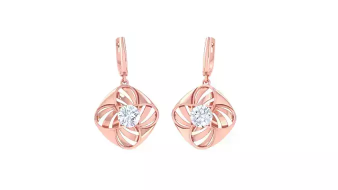 Solitaire Drop Earring 3dm STL OBJ FBX Renders Details