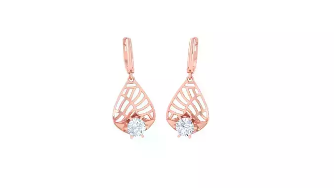 Solitaire Drop Earring 3dm STL OBJ FBX Renders Details