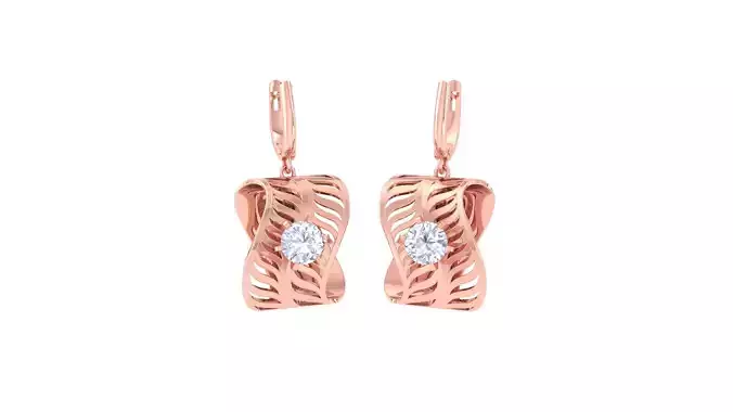 Solitaire Drop Earring 3dm STL OBJ FBX Renders Details