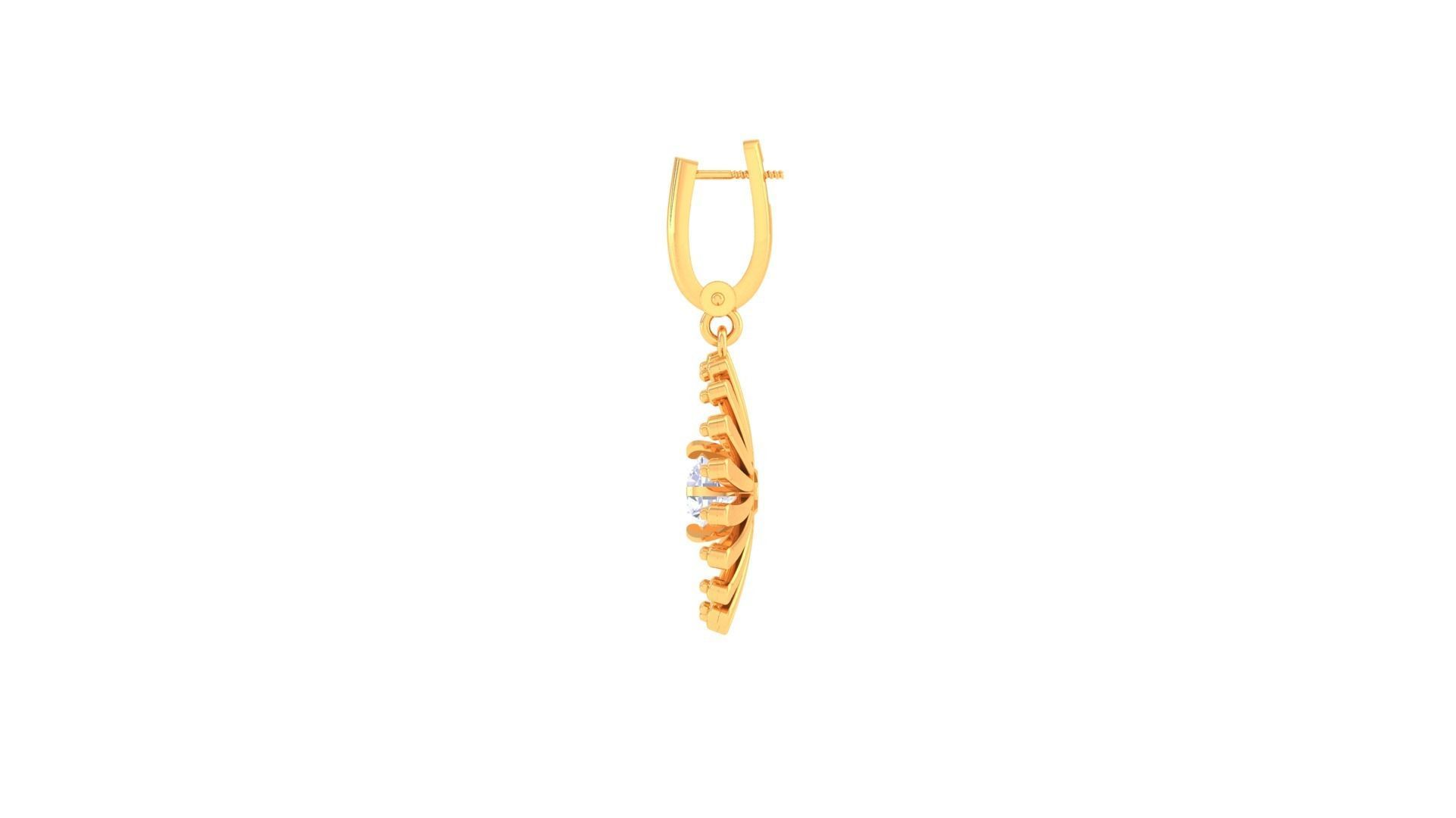 Solitaire Drop Earring 3dm STL OBJ FBX Renders Details 3D print model_4