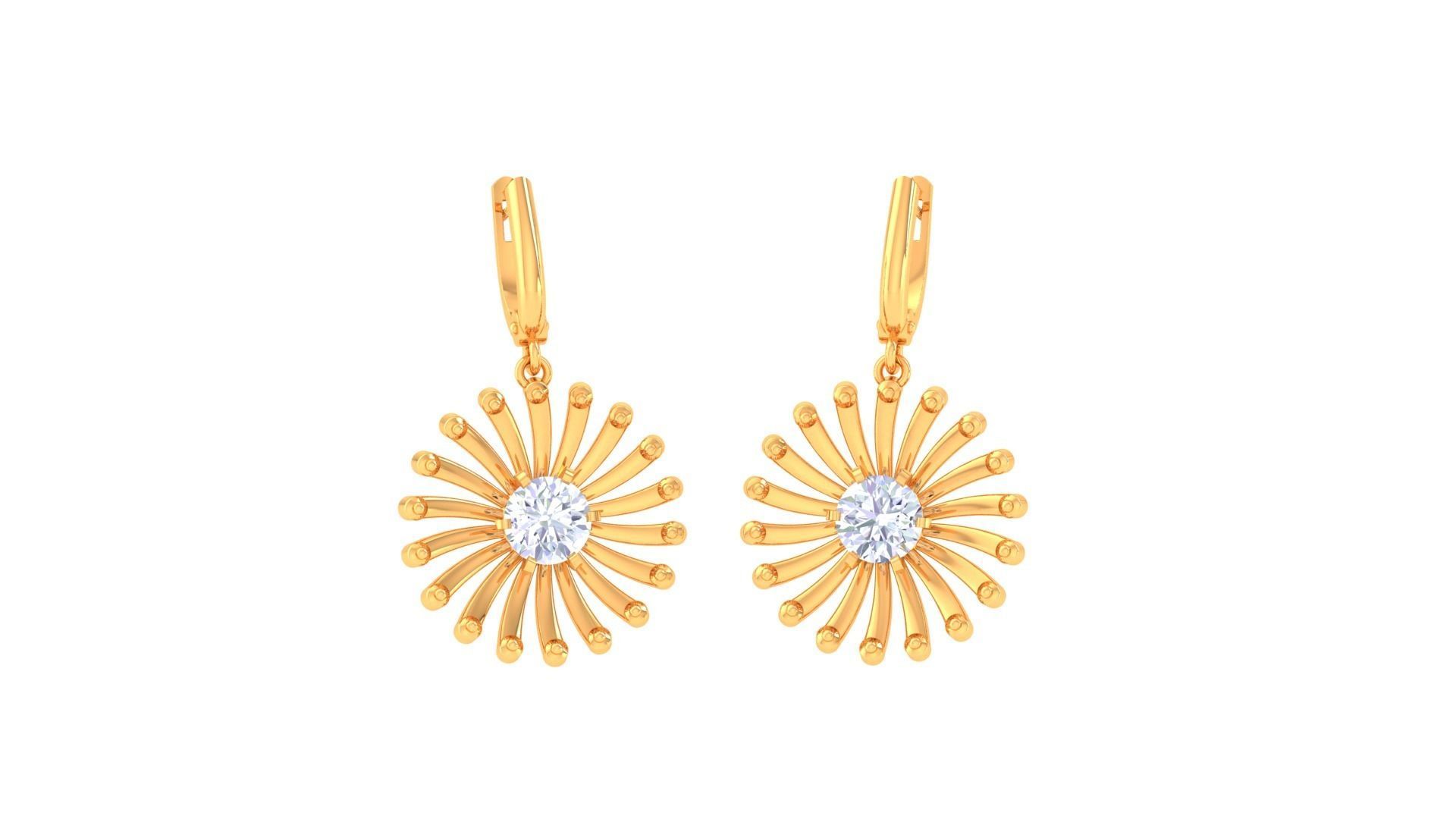 Solitaire Drop Earring 3dm STL OBJ FBX Renders Details 3D print model_2